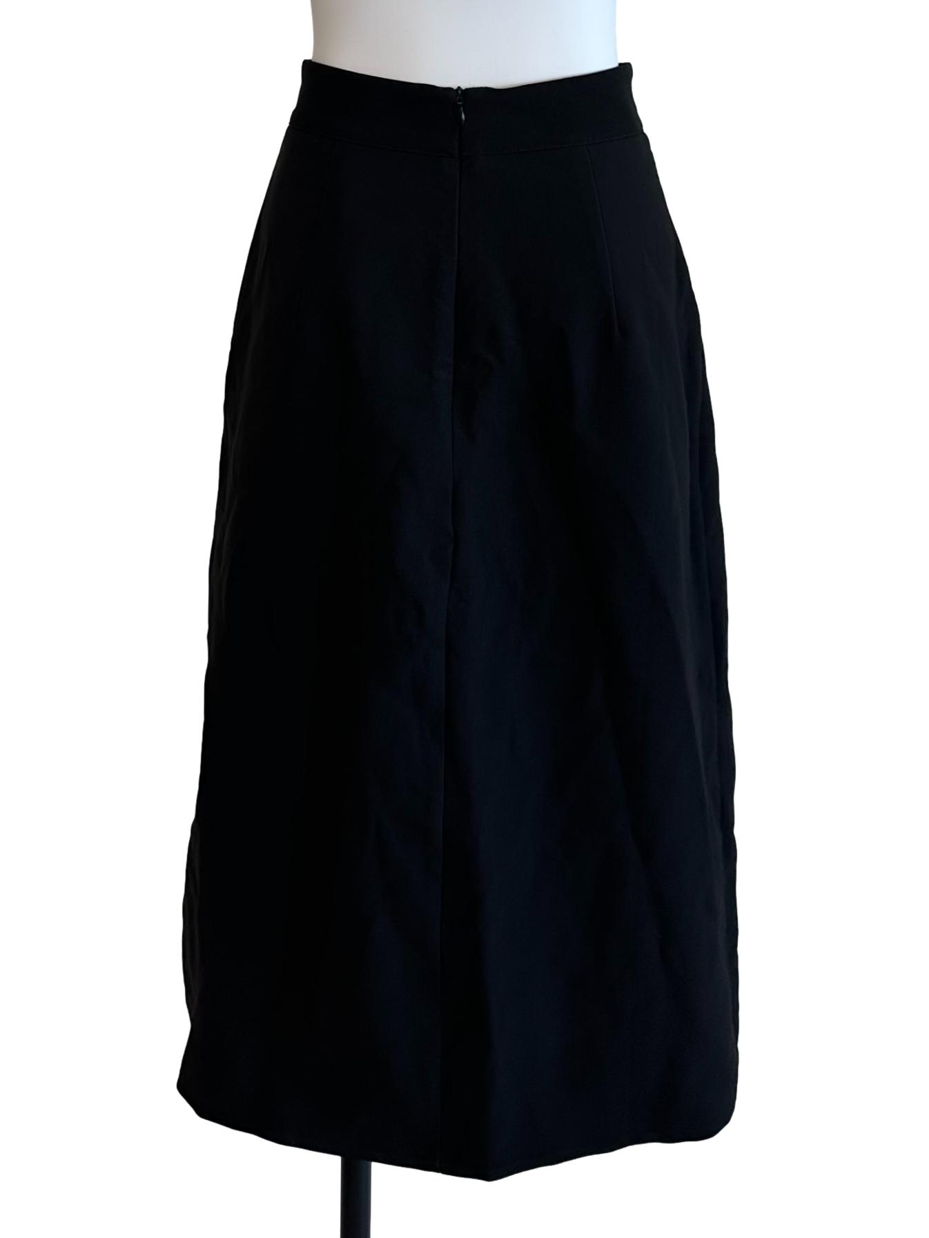 Raven Black High Waist Button Slit Skirt
