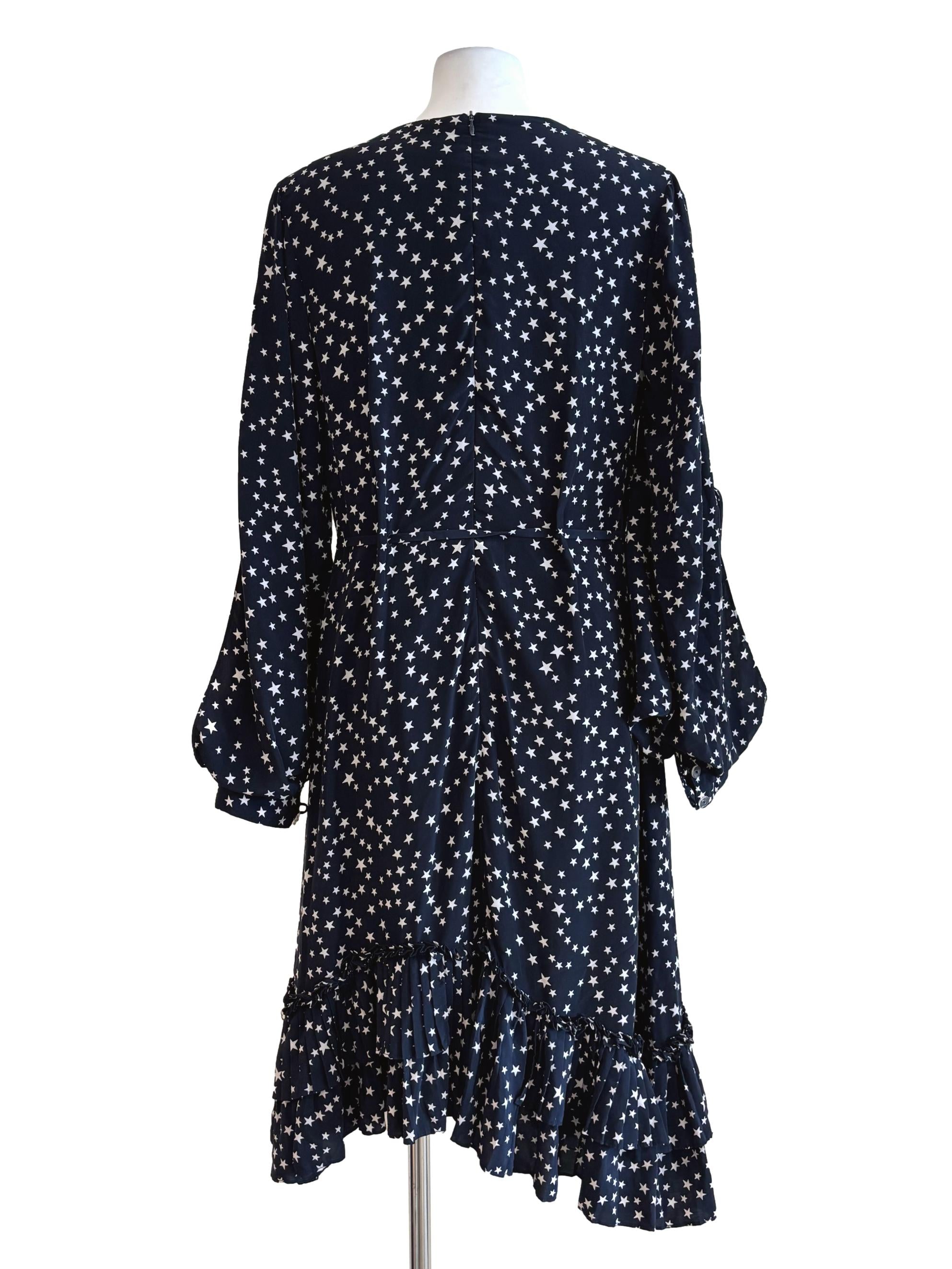 Blue Black Starry Ruffle Dress