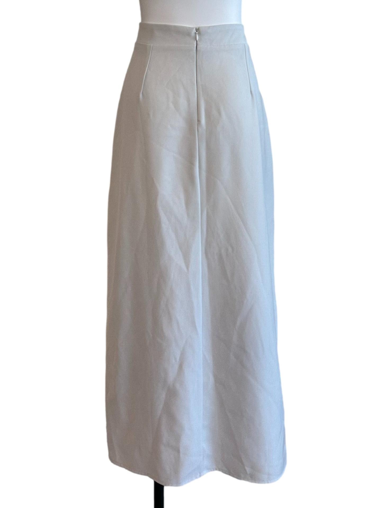 Pale Blue Mandarin Button Slit Skirt