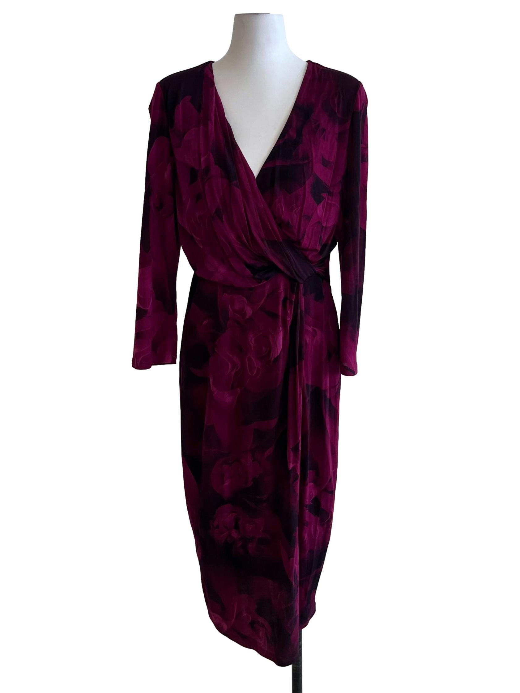 Magenta Purple V-Neckline Bodycon Dress