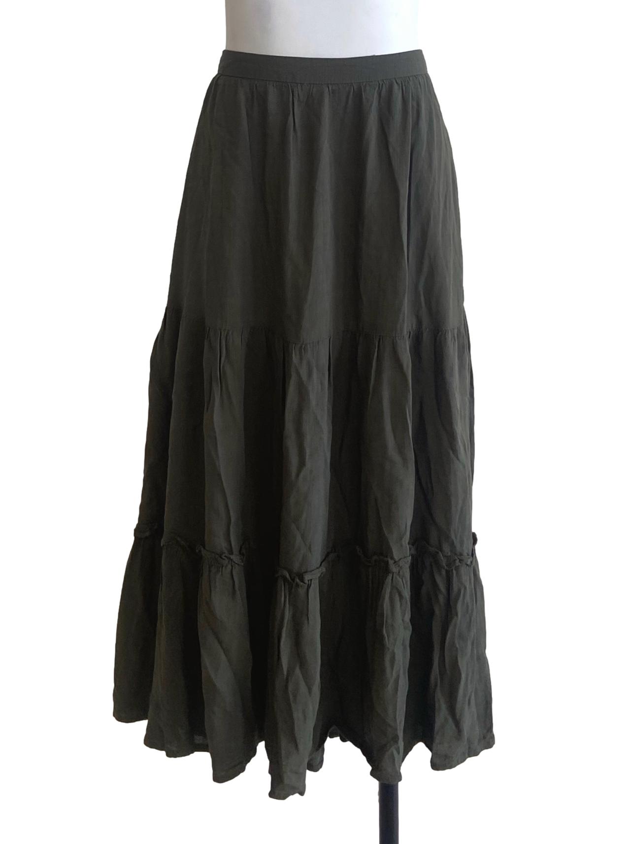 Pickle Green High Waist Layered Skirt