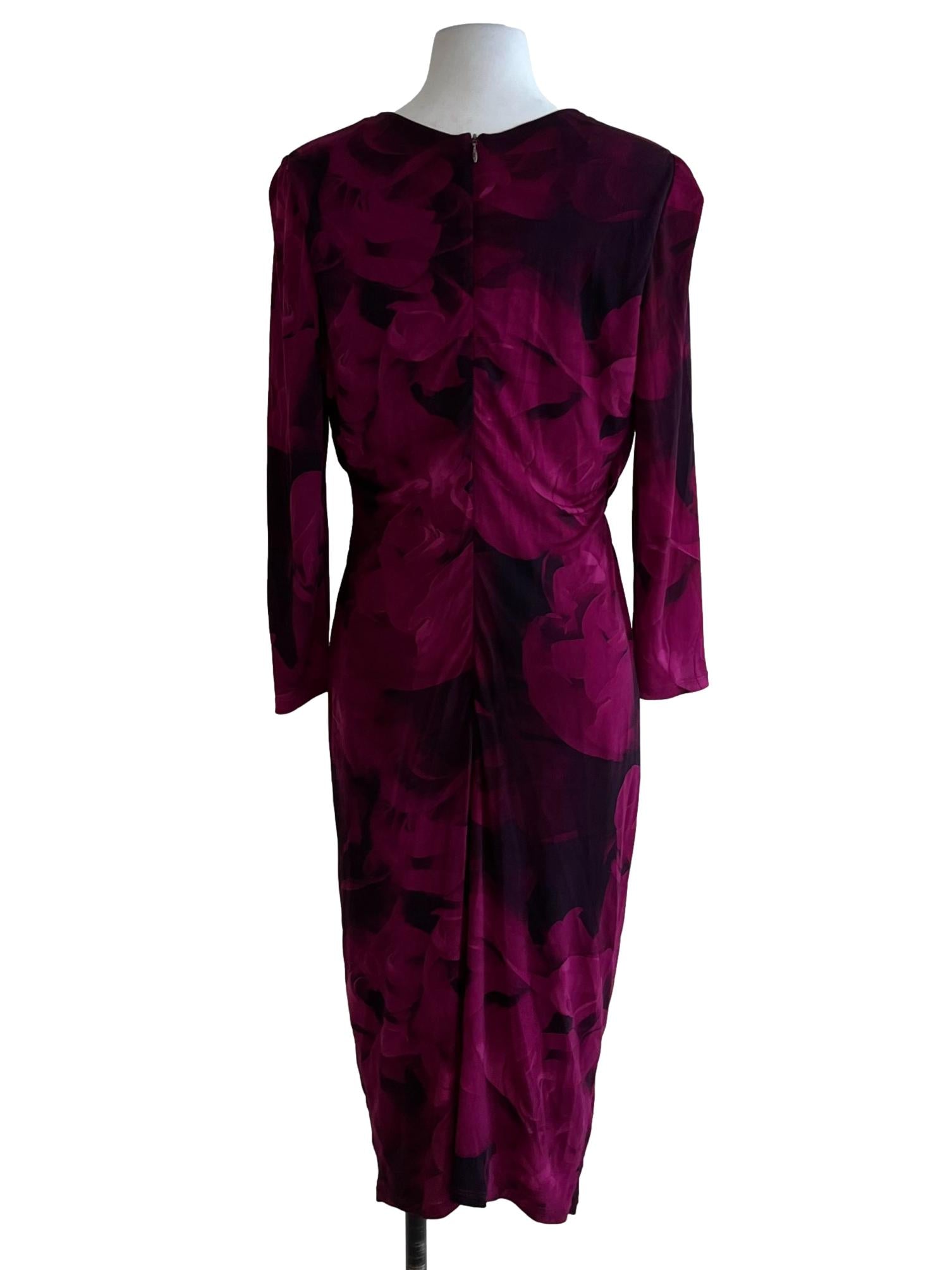 Magenta Purple V-Neckline Bodycon Dress