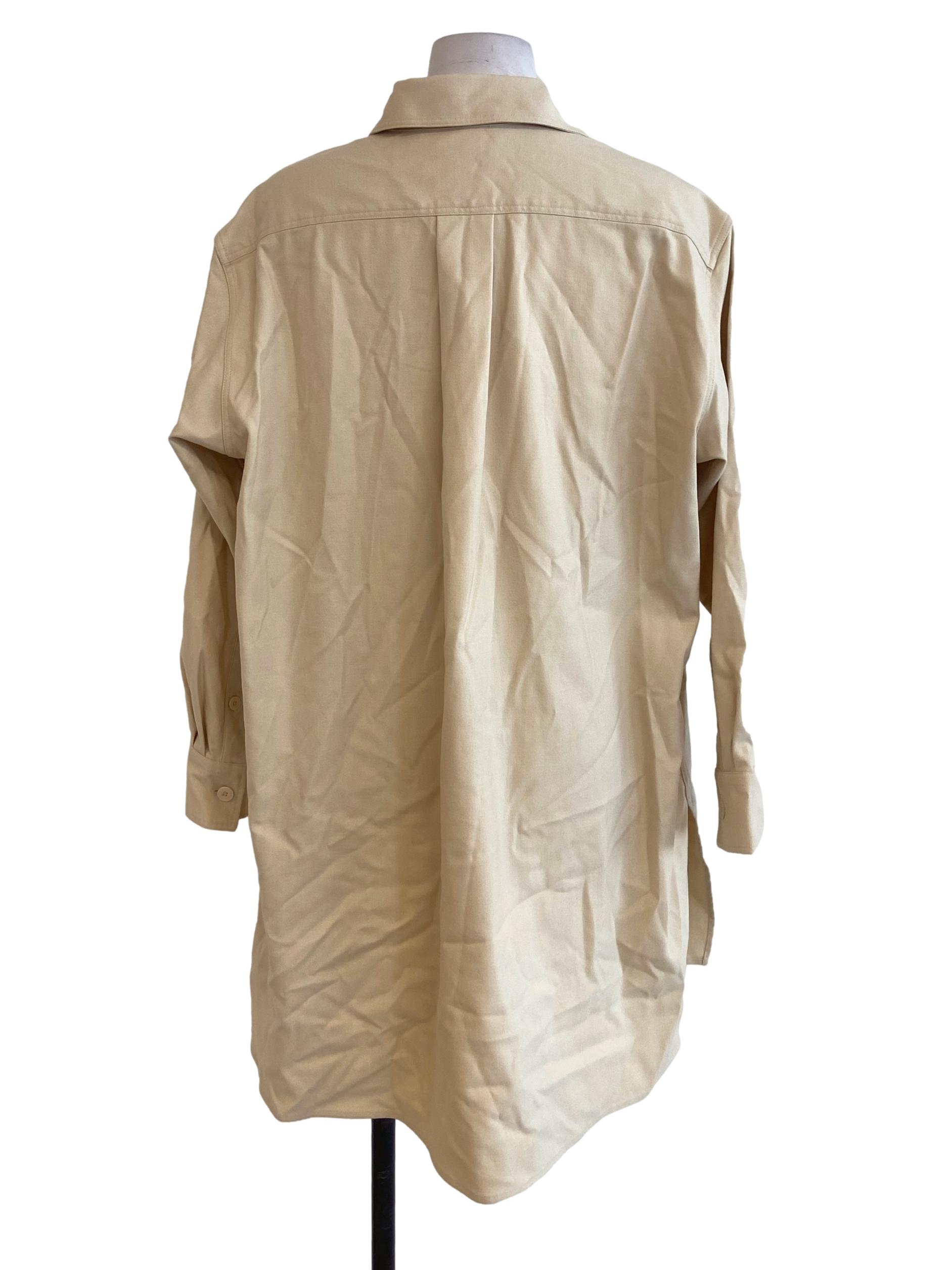 Eggnog Beige Herringbone Half Button Dress