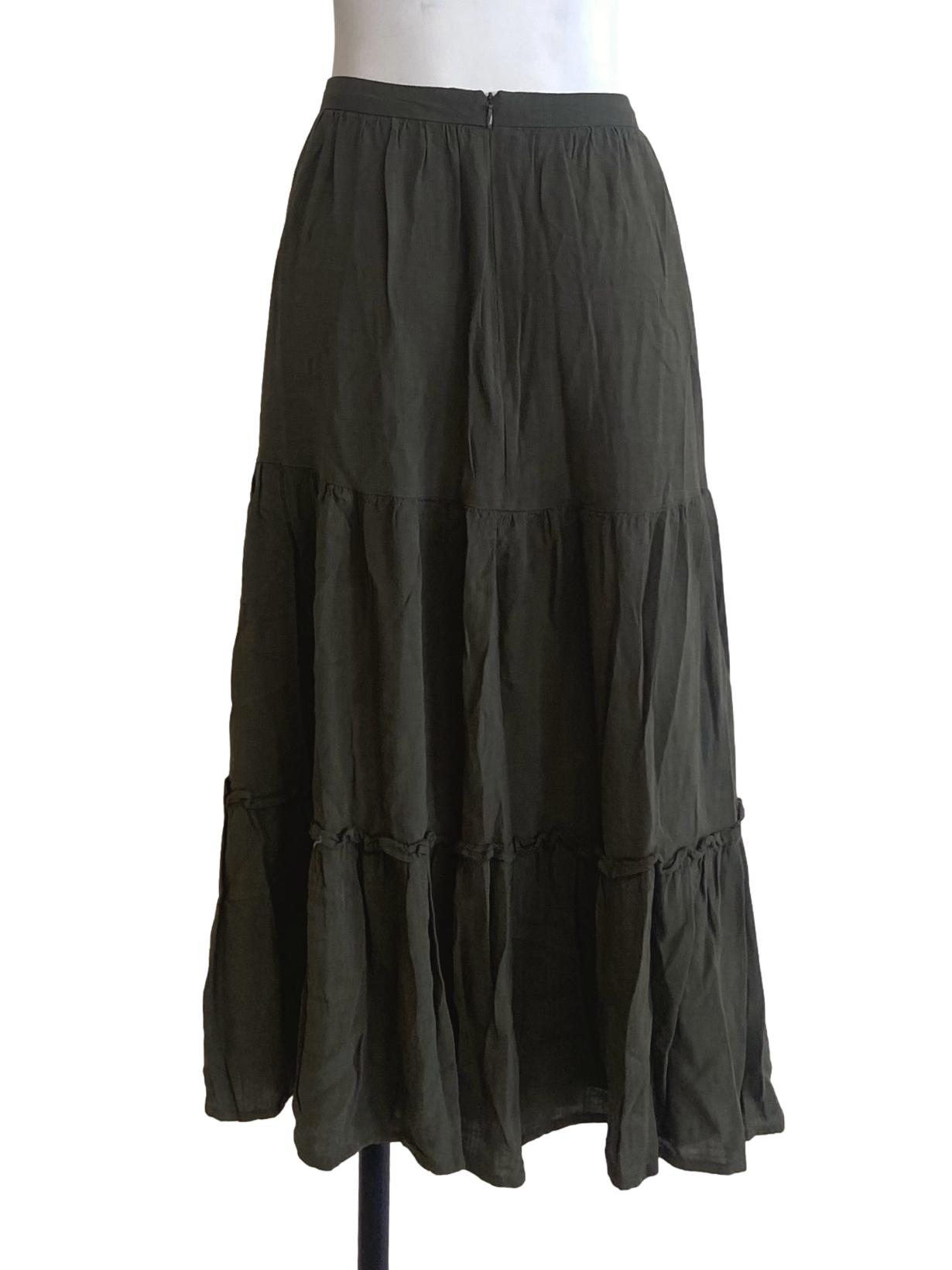 Pickle Green High Waist Layered Skirt