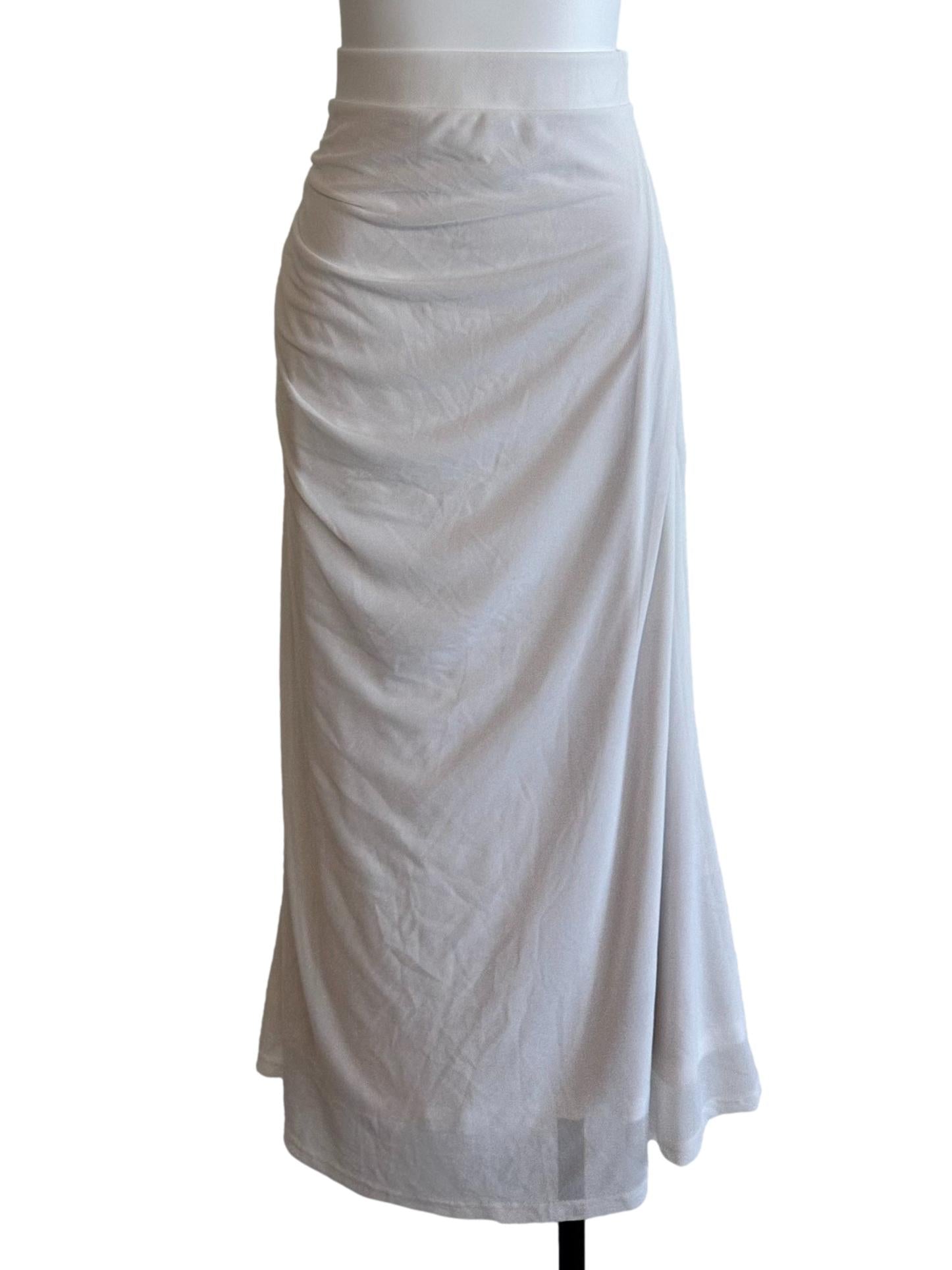 Dusty White Mesh Net Drape Skirt