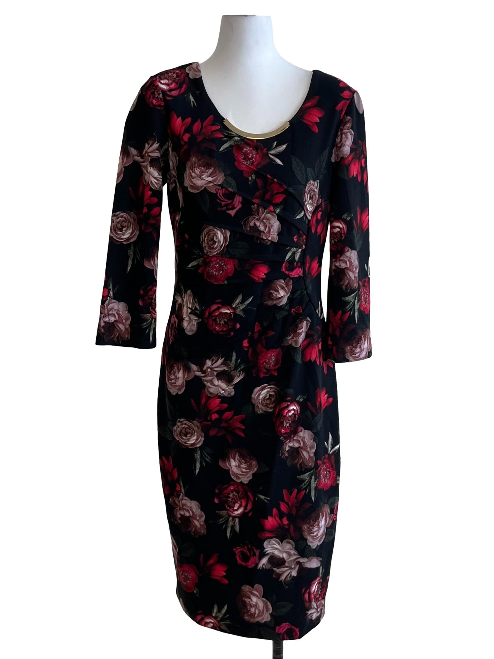 Black Floral Empire Dress