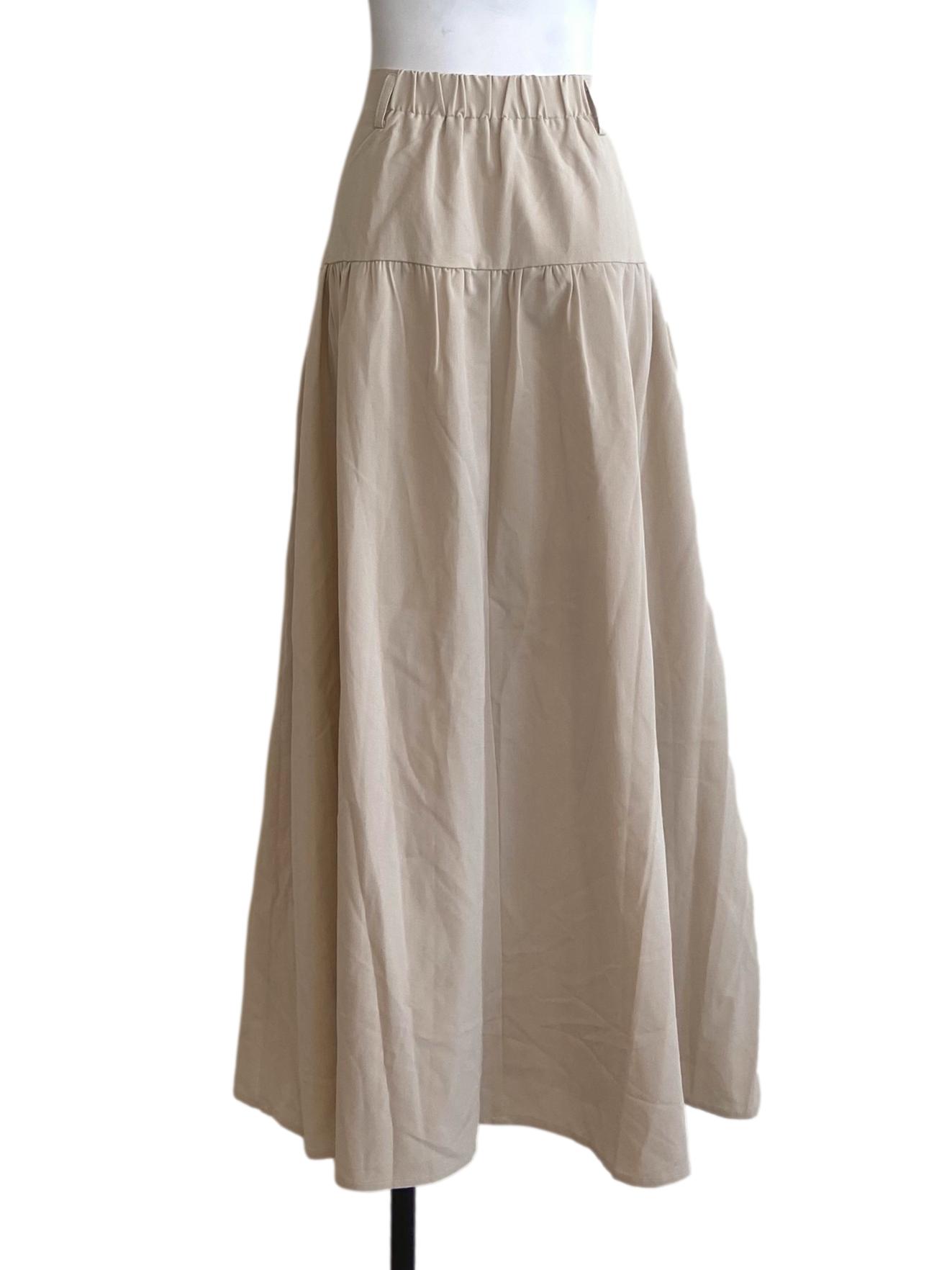 Ivory Beige High Waist A-Line Skirt