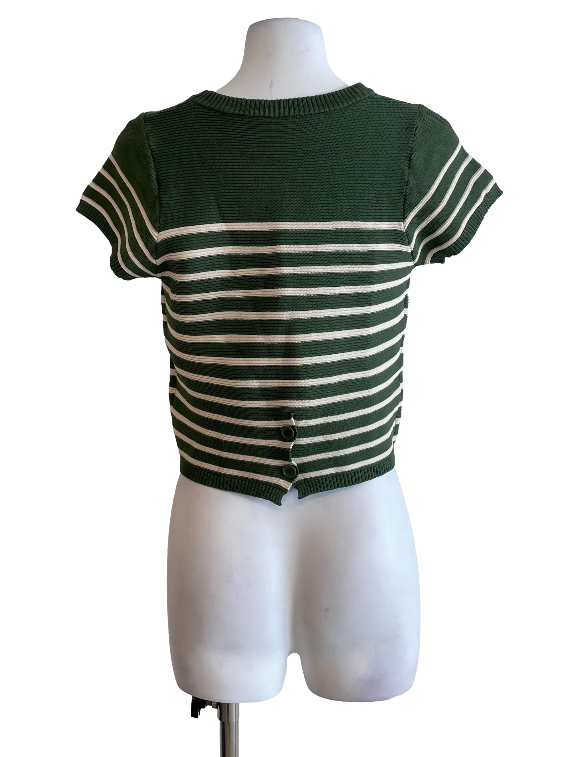 Moss Green Stripe Knit Tee