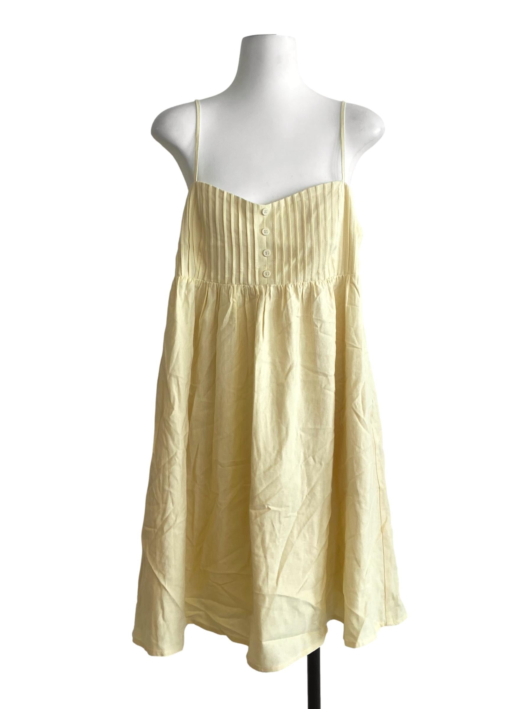 Banana Yellow Spaghetti Strap Apron Dress