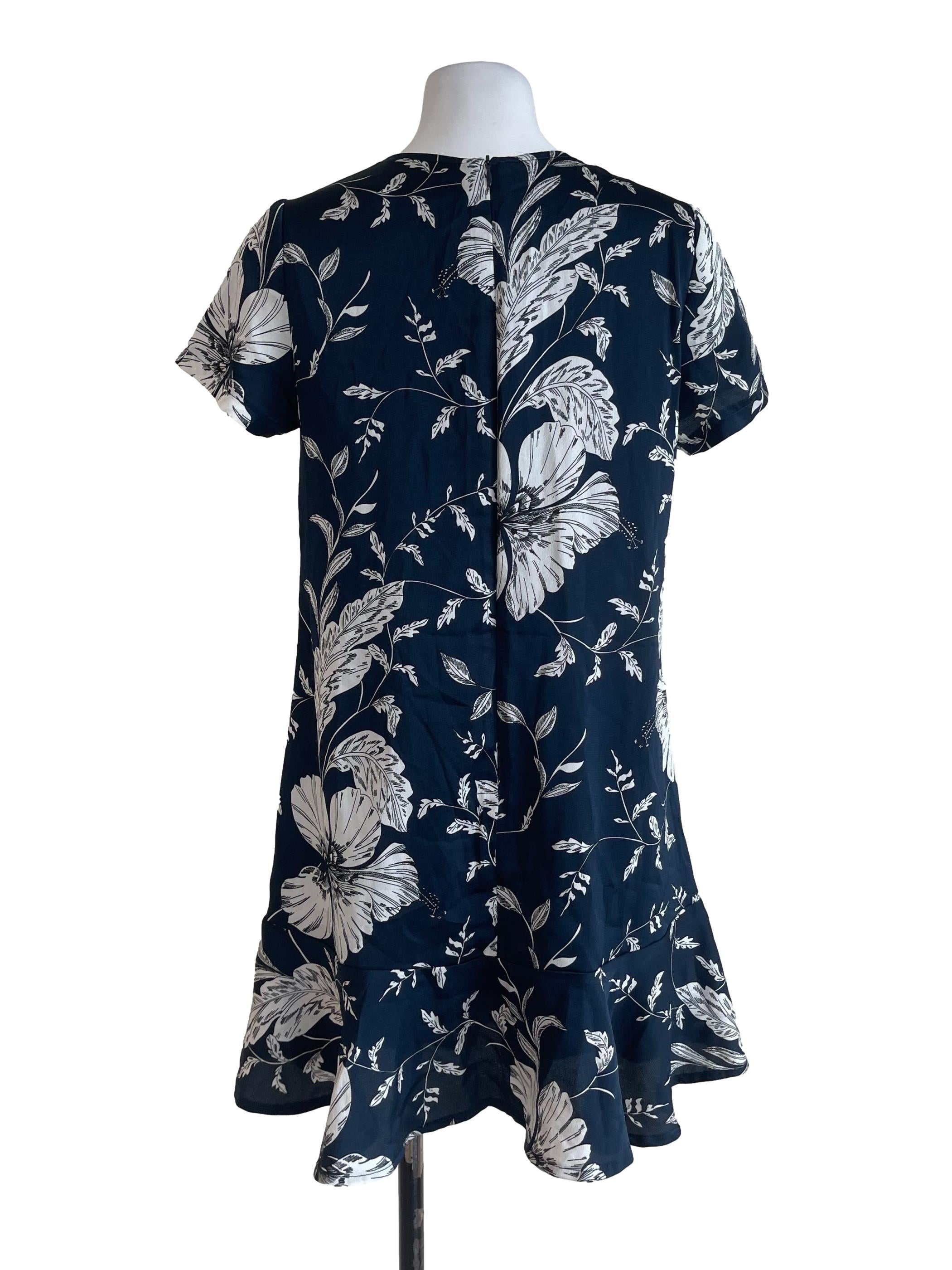 Navy Blue Leafy Dress