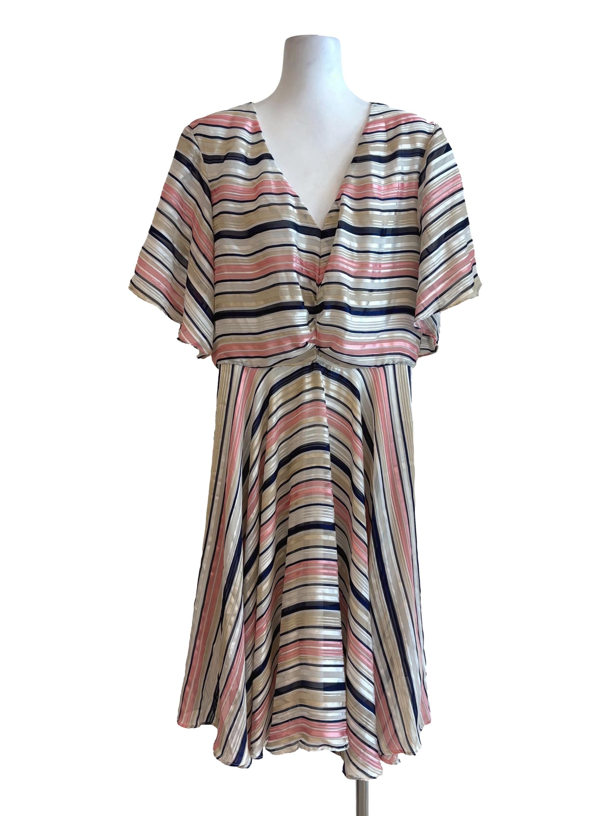Multicolor Striped Flare Dress
