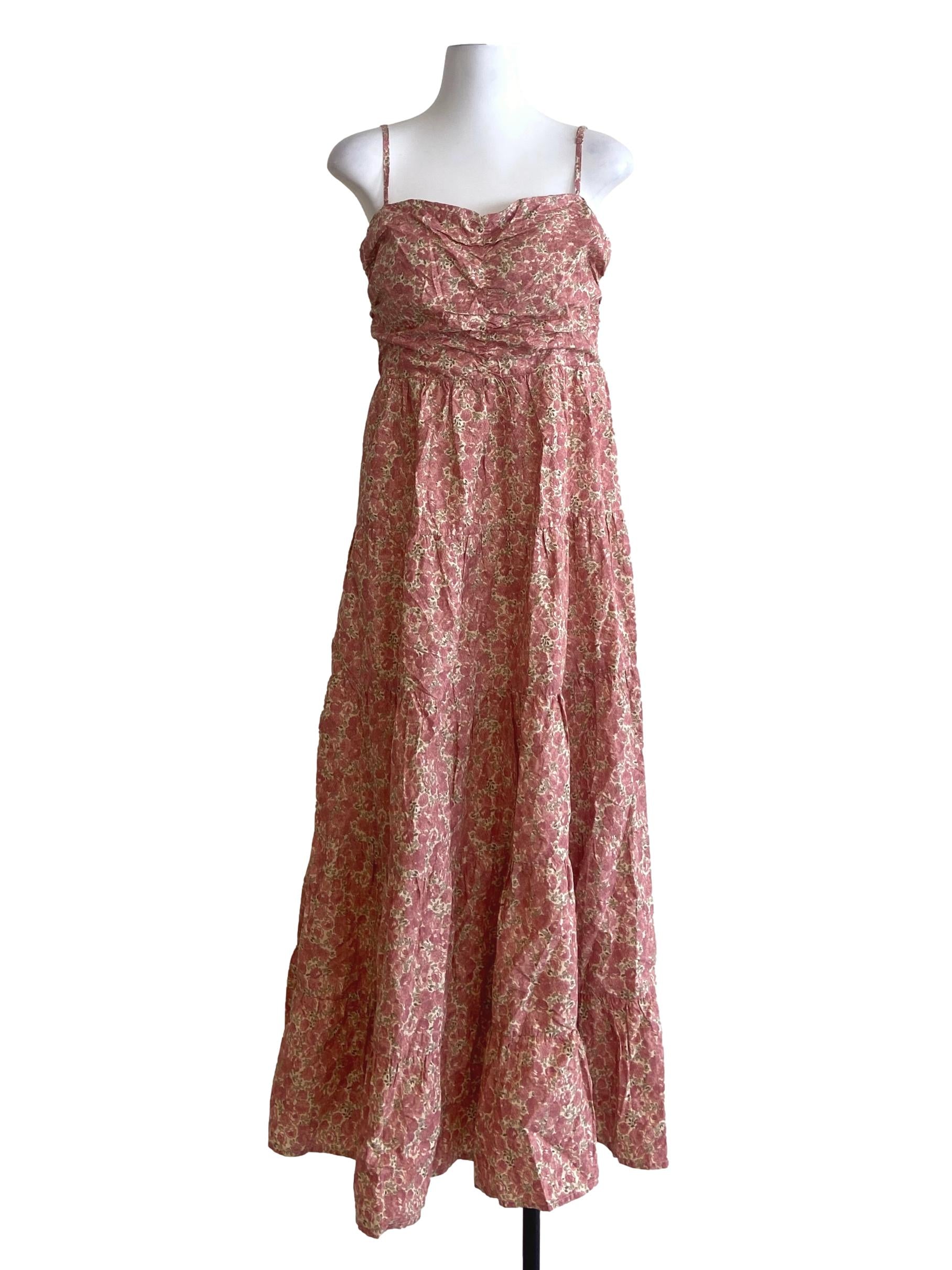 Punch Pink Floral Layered Empire Dress