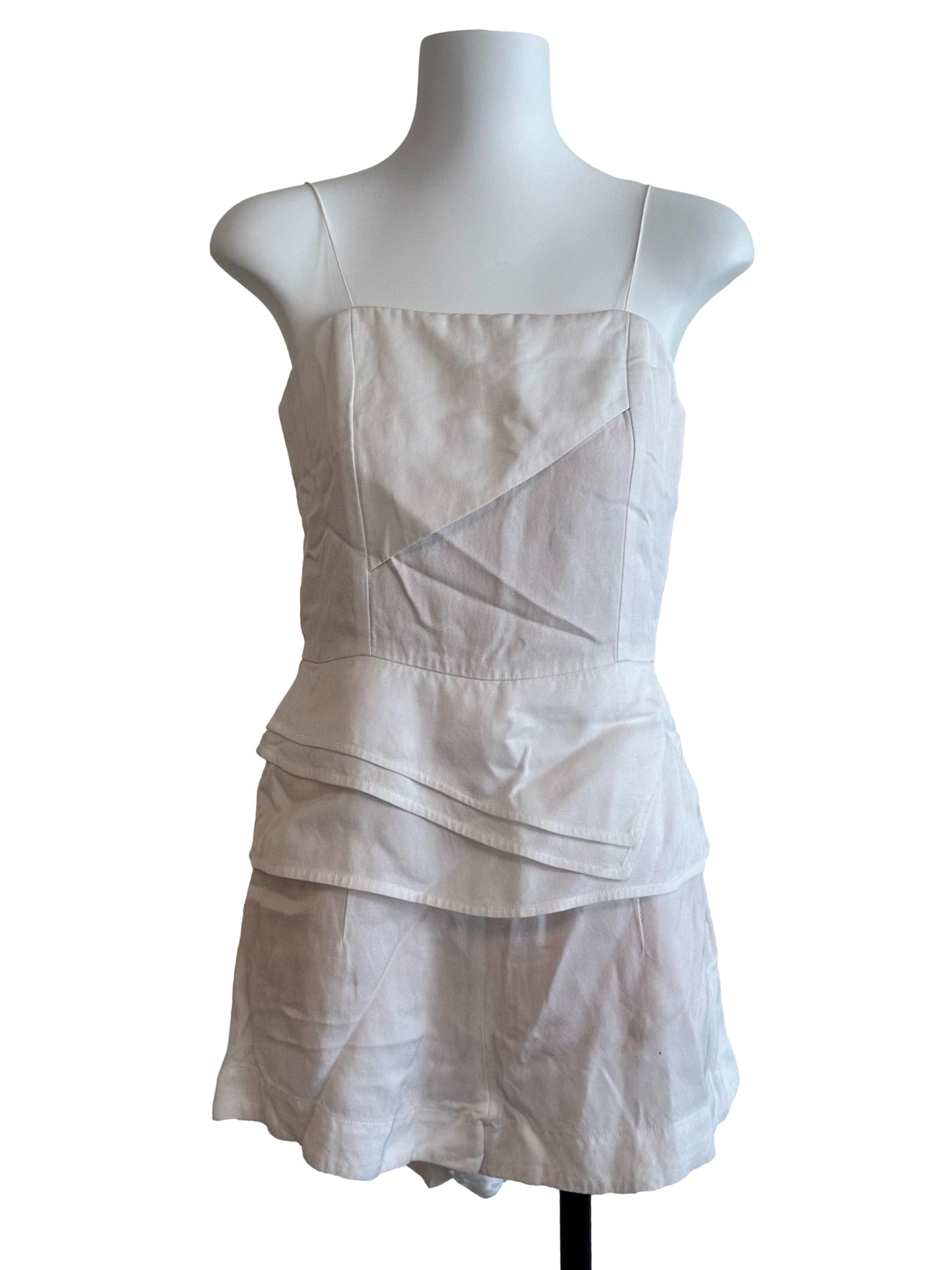 Salt White Square Neck Spaghetti Strap Rompers