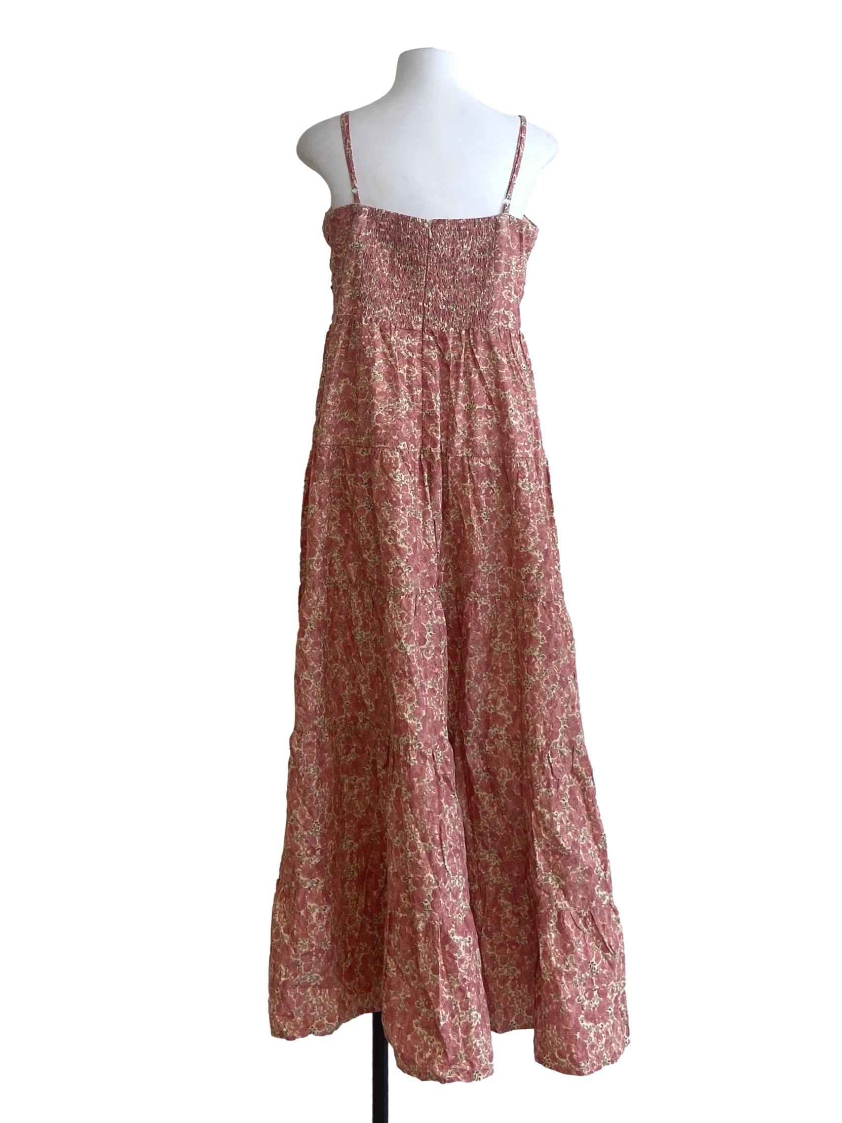 Punch Pink Floral Layered Empire Dress