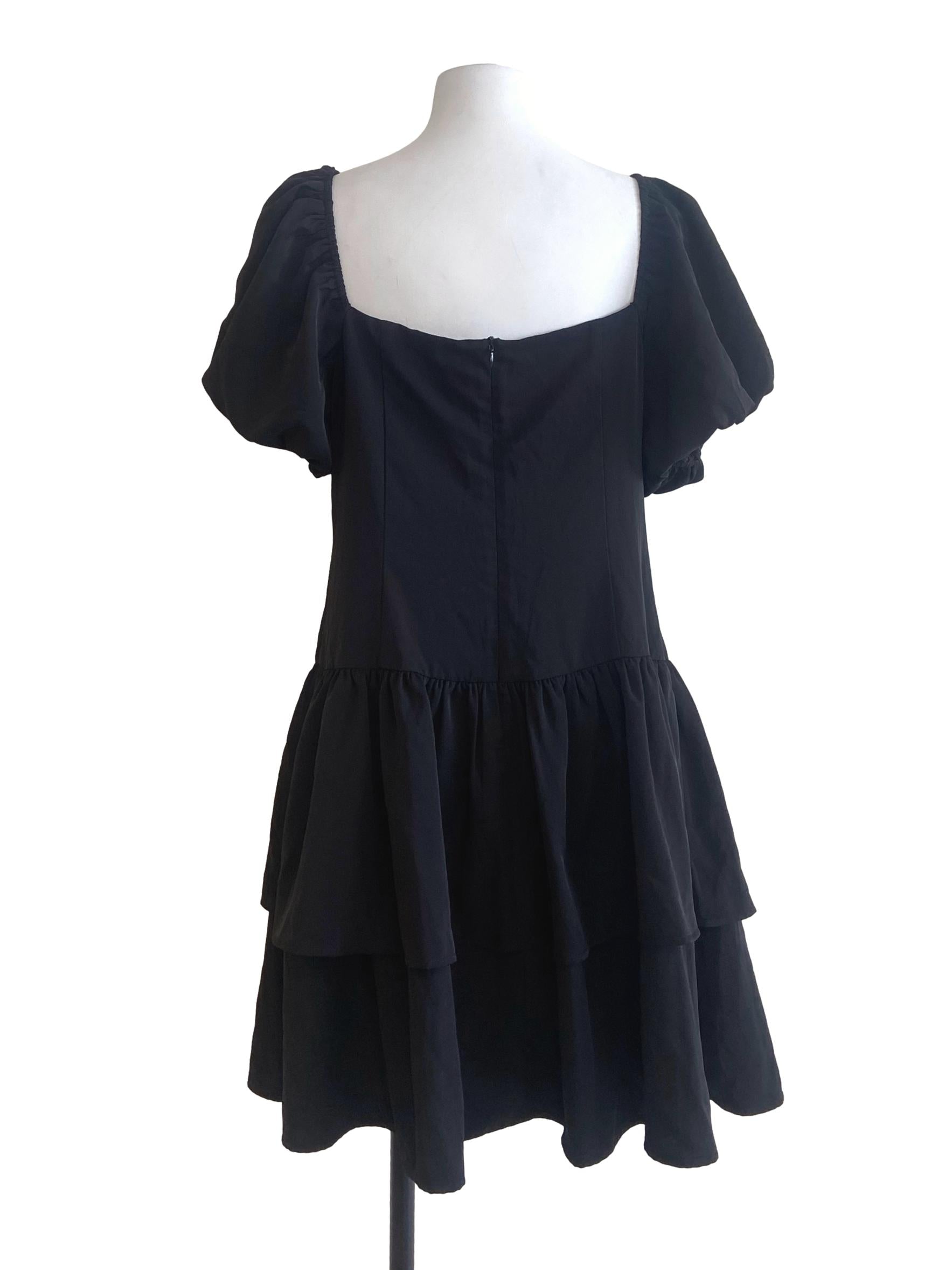 Black Herringbone Layered Dress