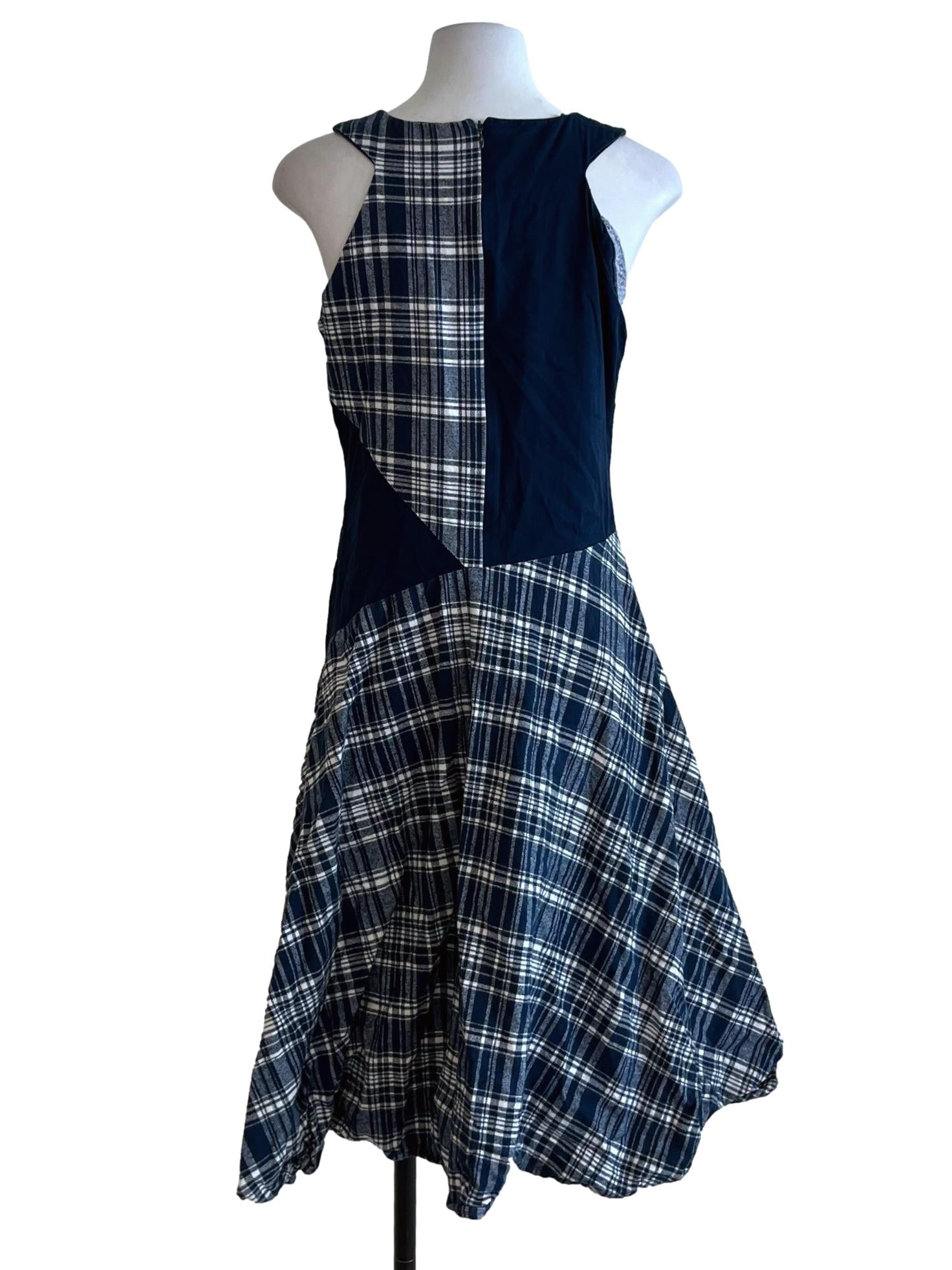 Navy Blue Jewel Neckline A-Line Dress