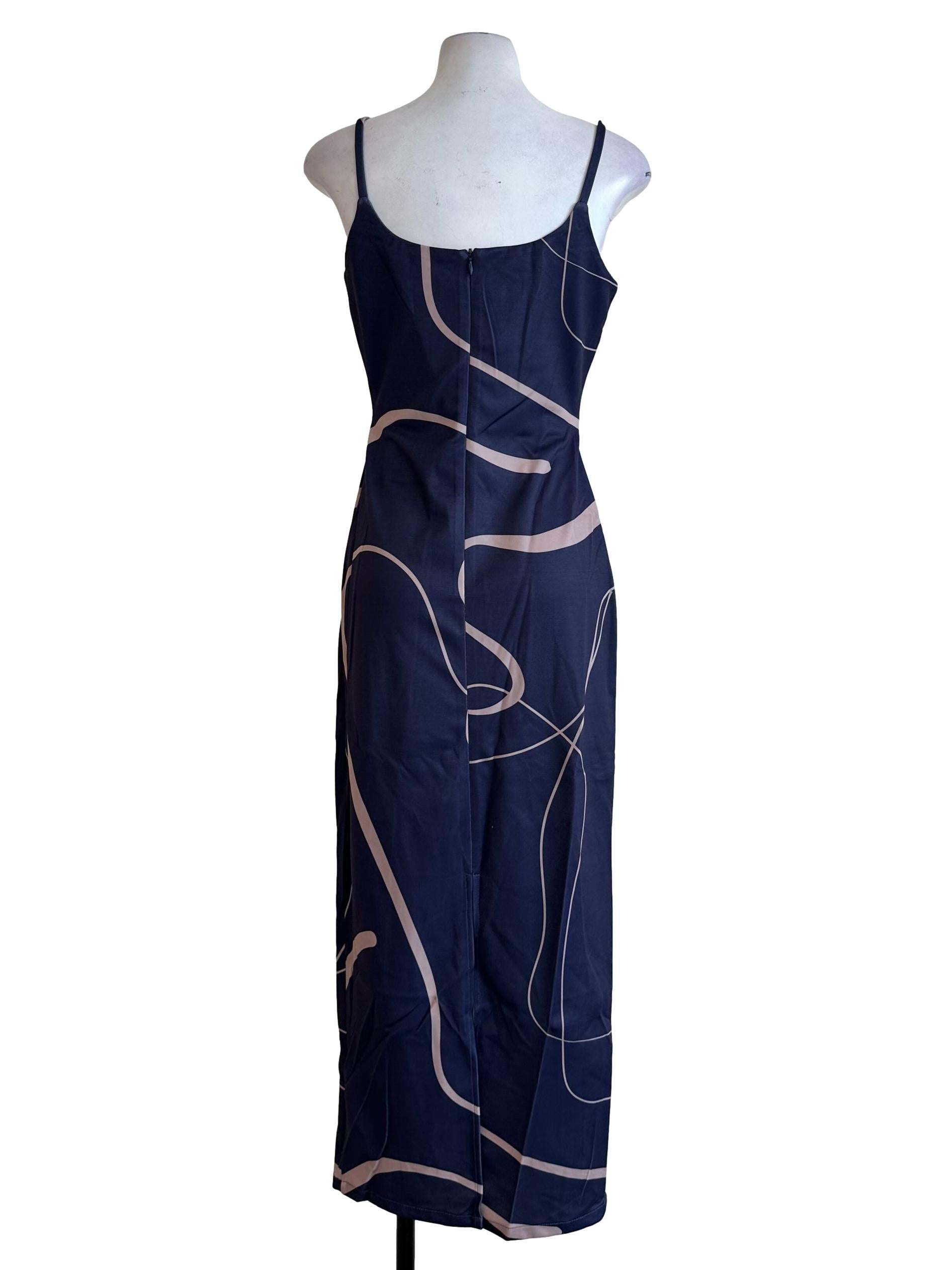 Indigo Blue Padded Abstract Pattern Dress