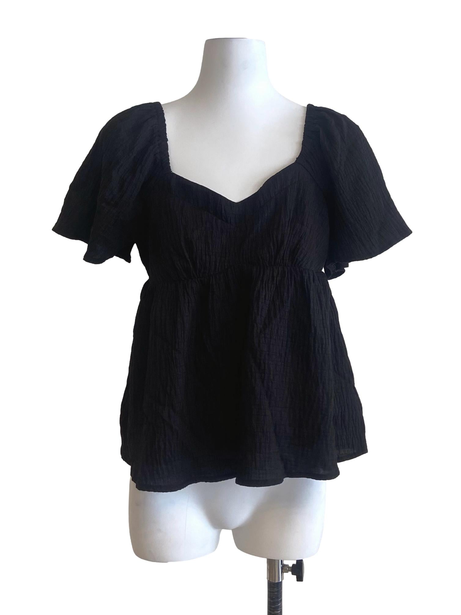 Black Square Neck Blouse