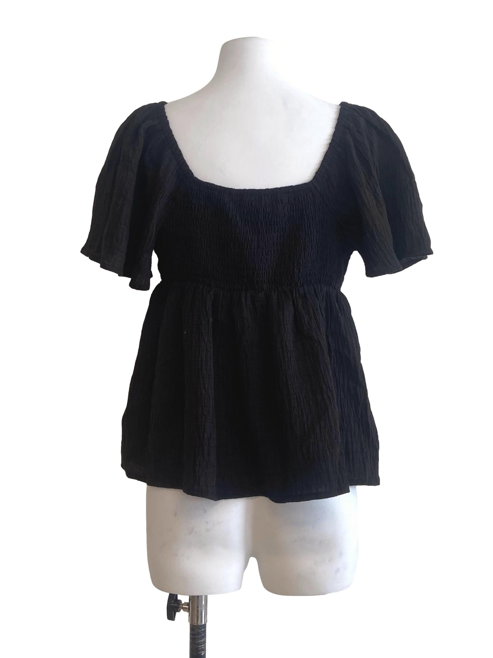 Black Square Neck Blouse