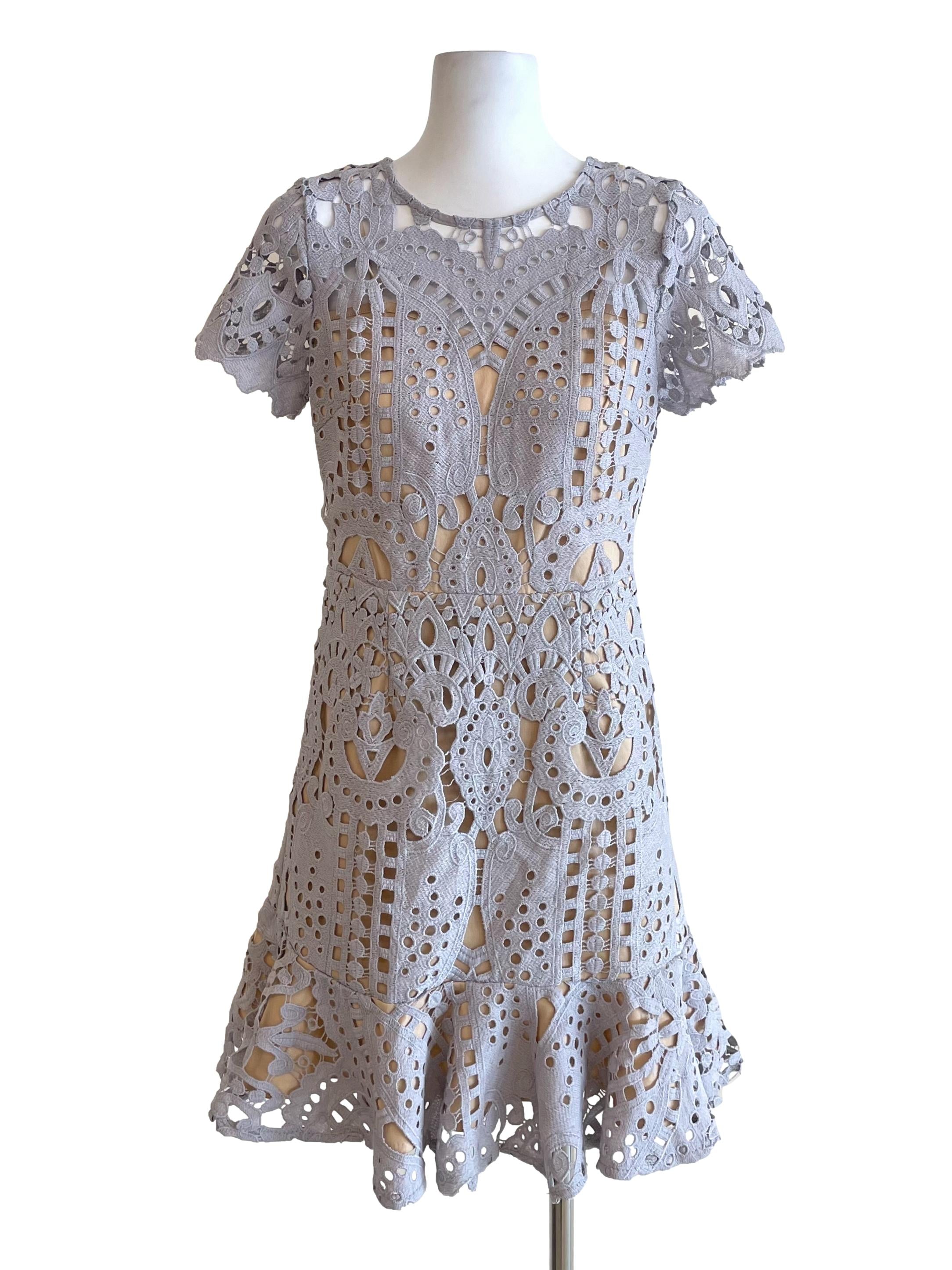 Heather Embroidery Flounced Dress