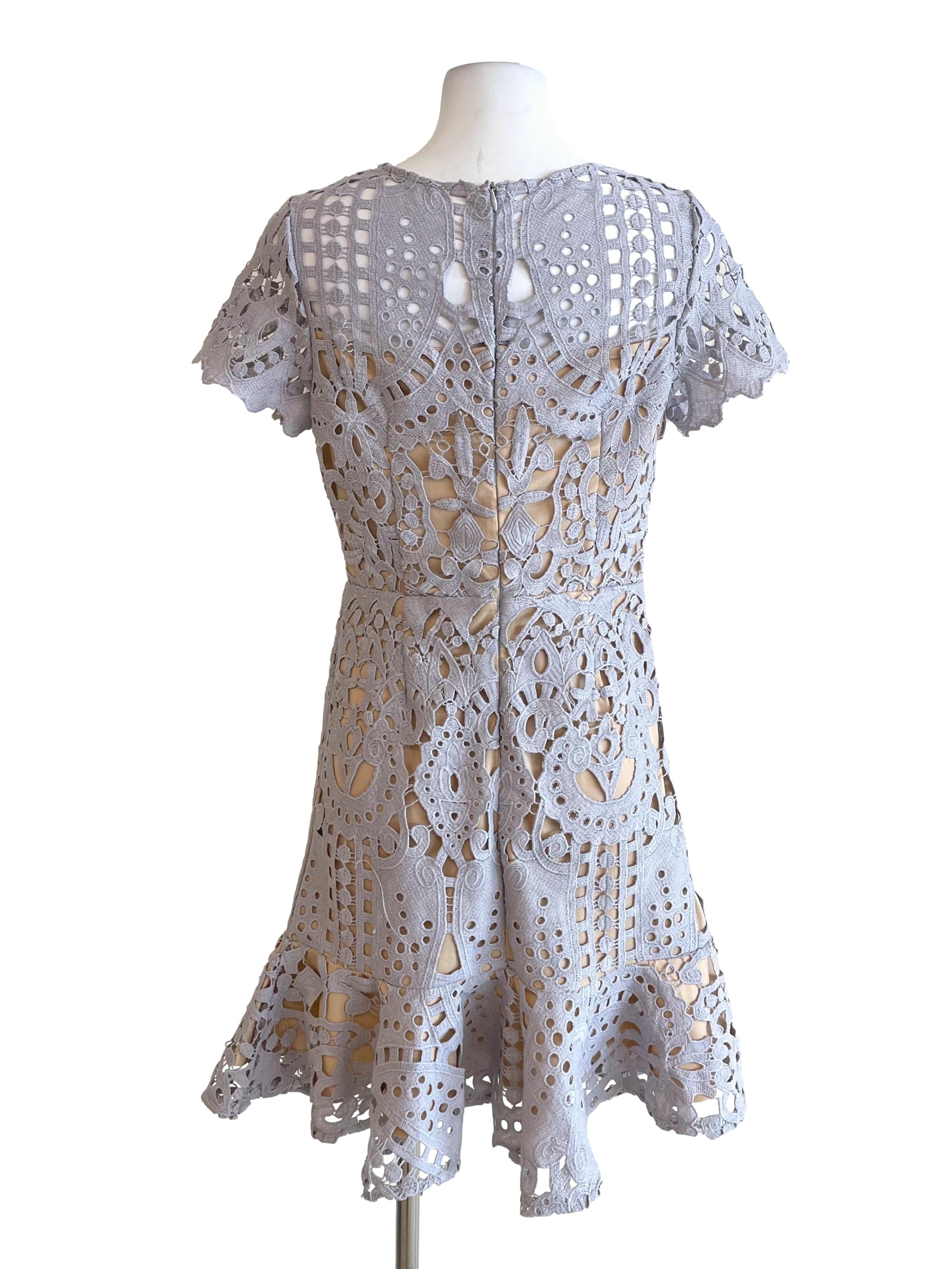Heather Embroidery Flounced Dress