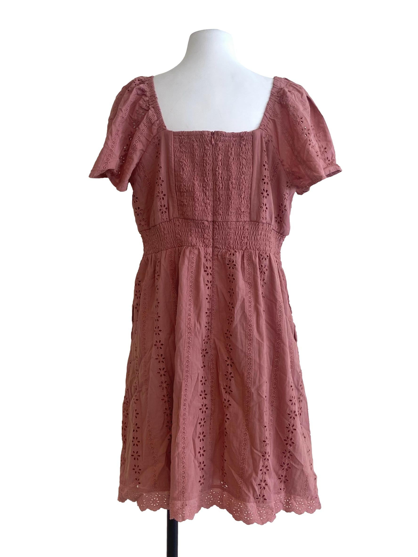Blush Red Embroidery Floral Pegged Dress