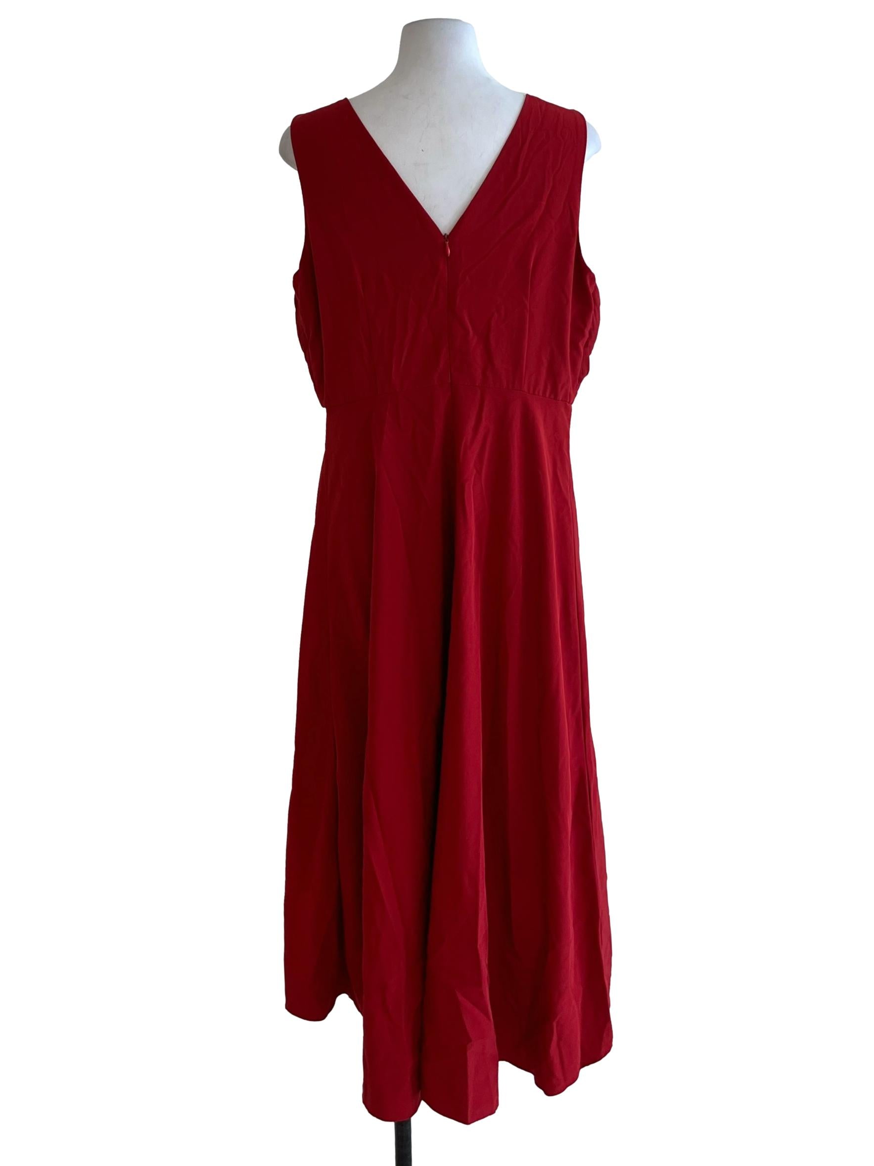 Blood Red V-Neckline A-Line Dress