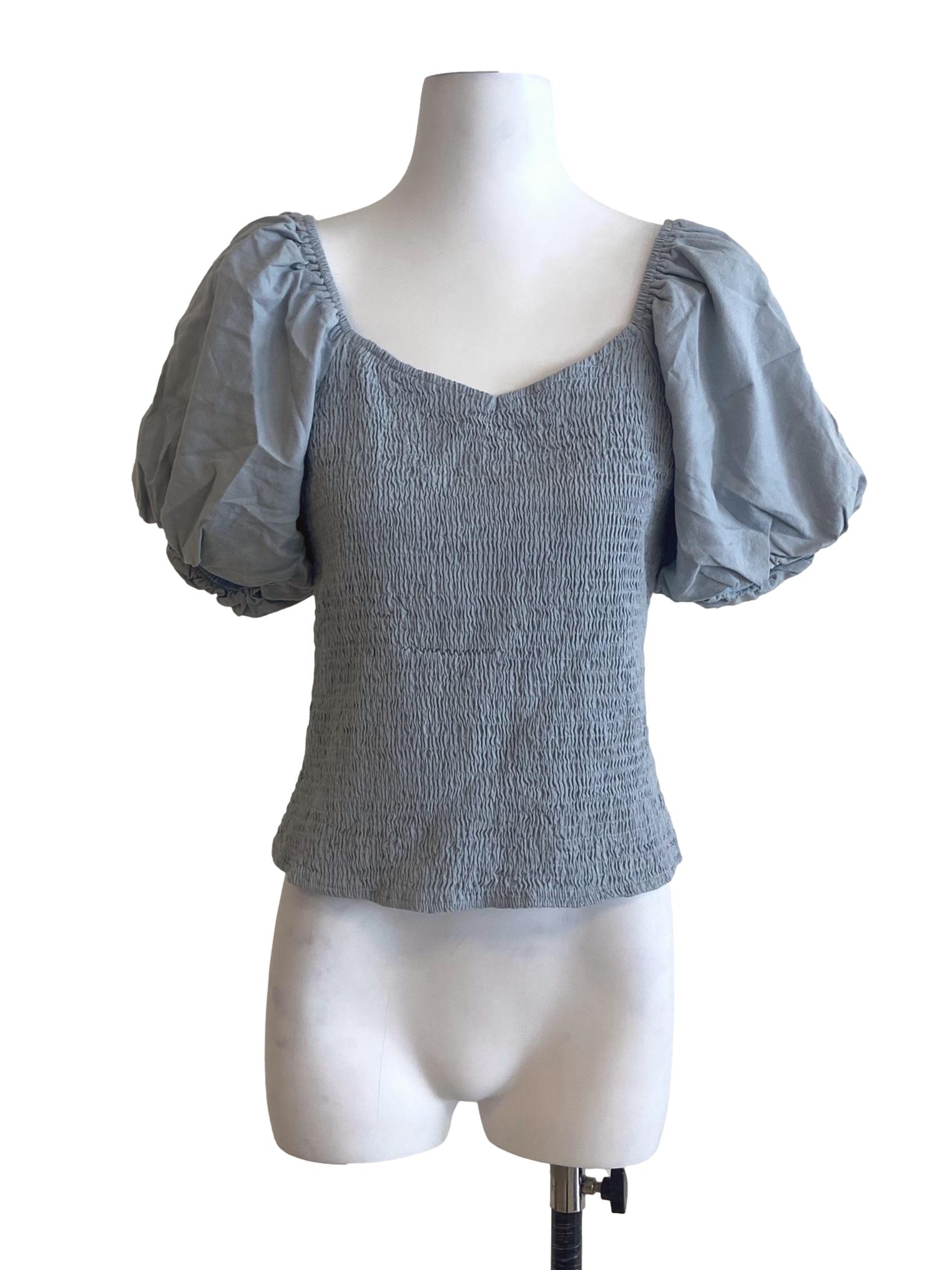Sky Blue Square Neck Blouse