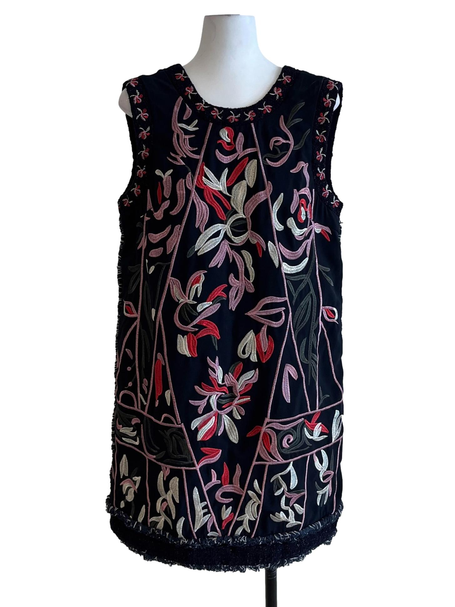 Navy Blue Floral Shift Dress