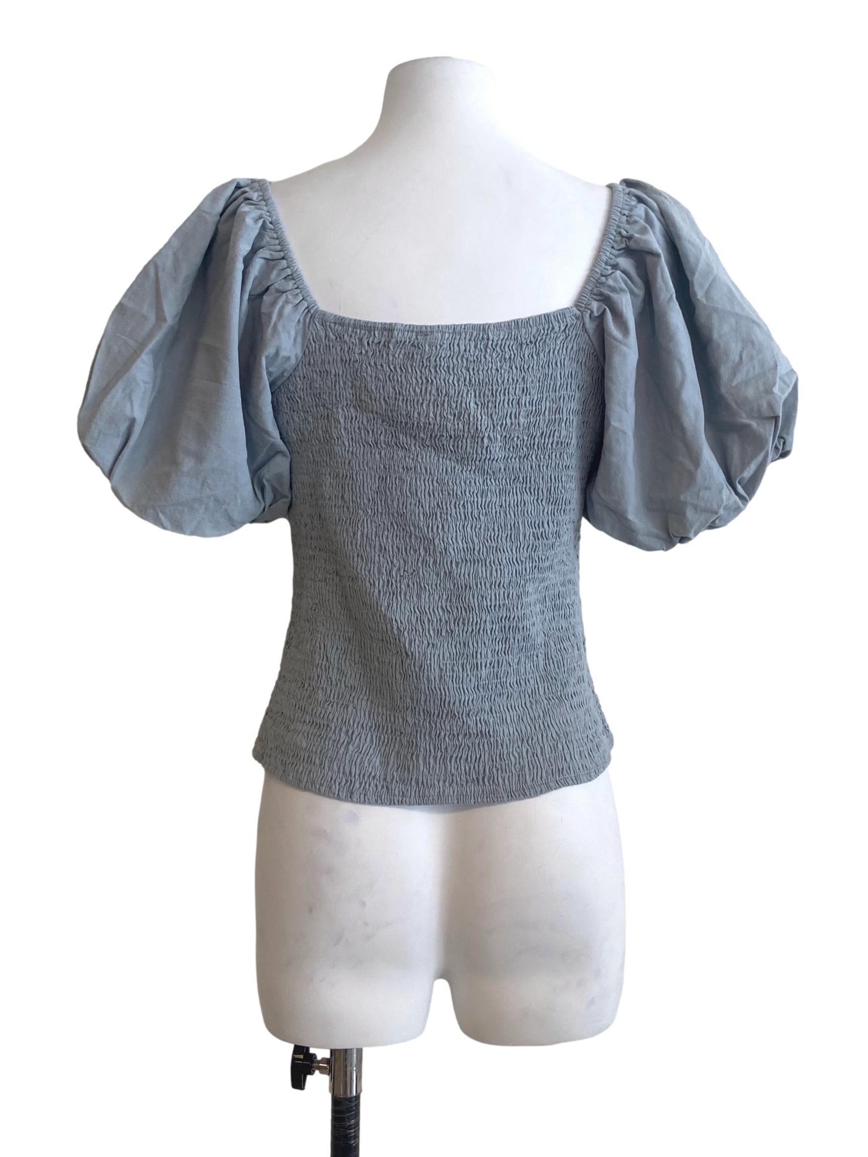 Sky Blue Square Neck Blouse