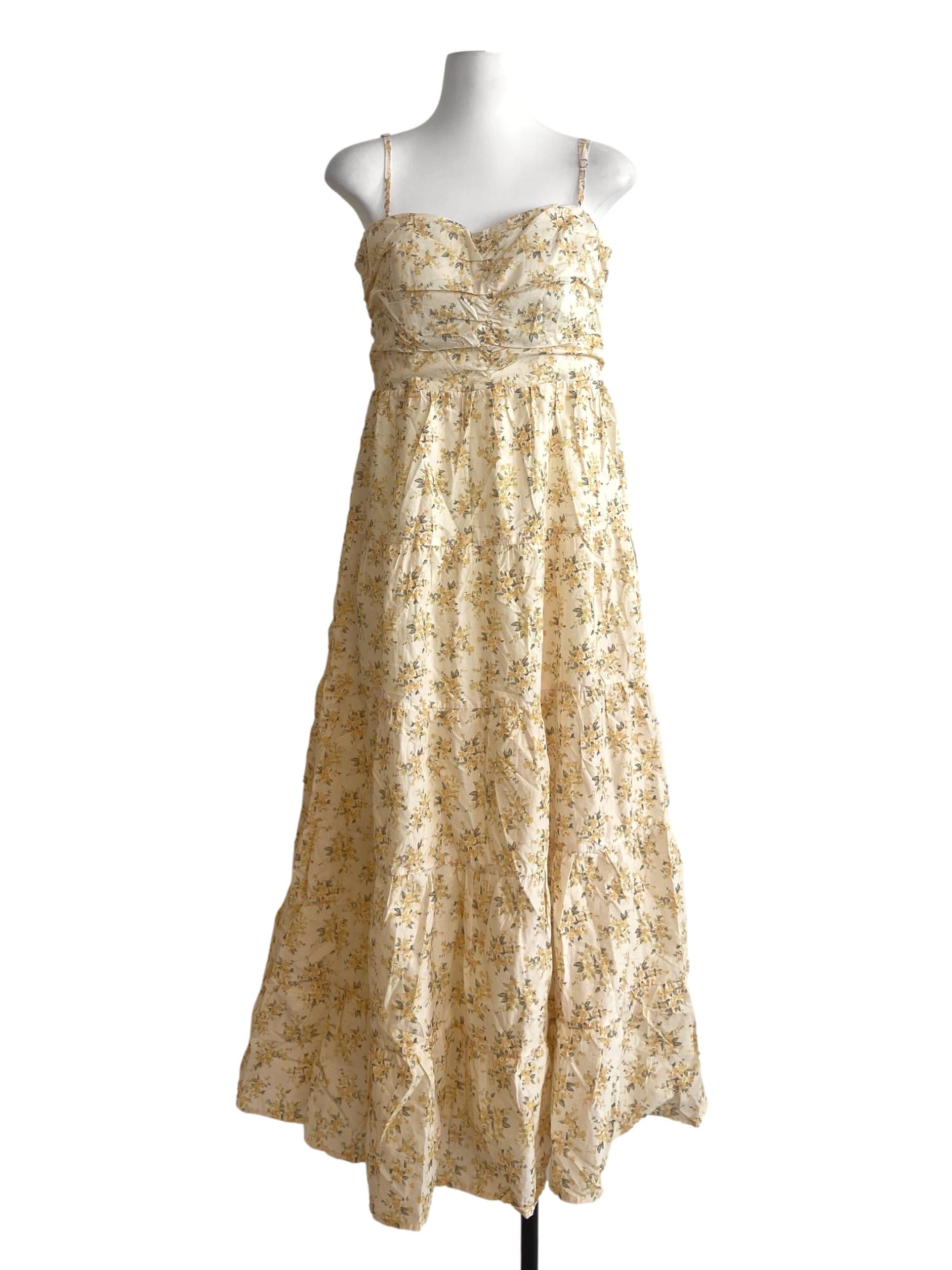 Blonde Yellow Floral Layered Empire Dress