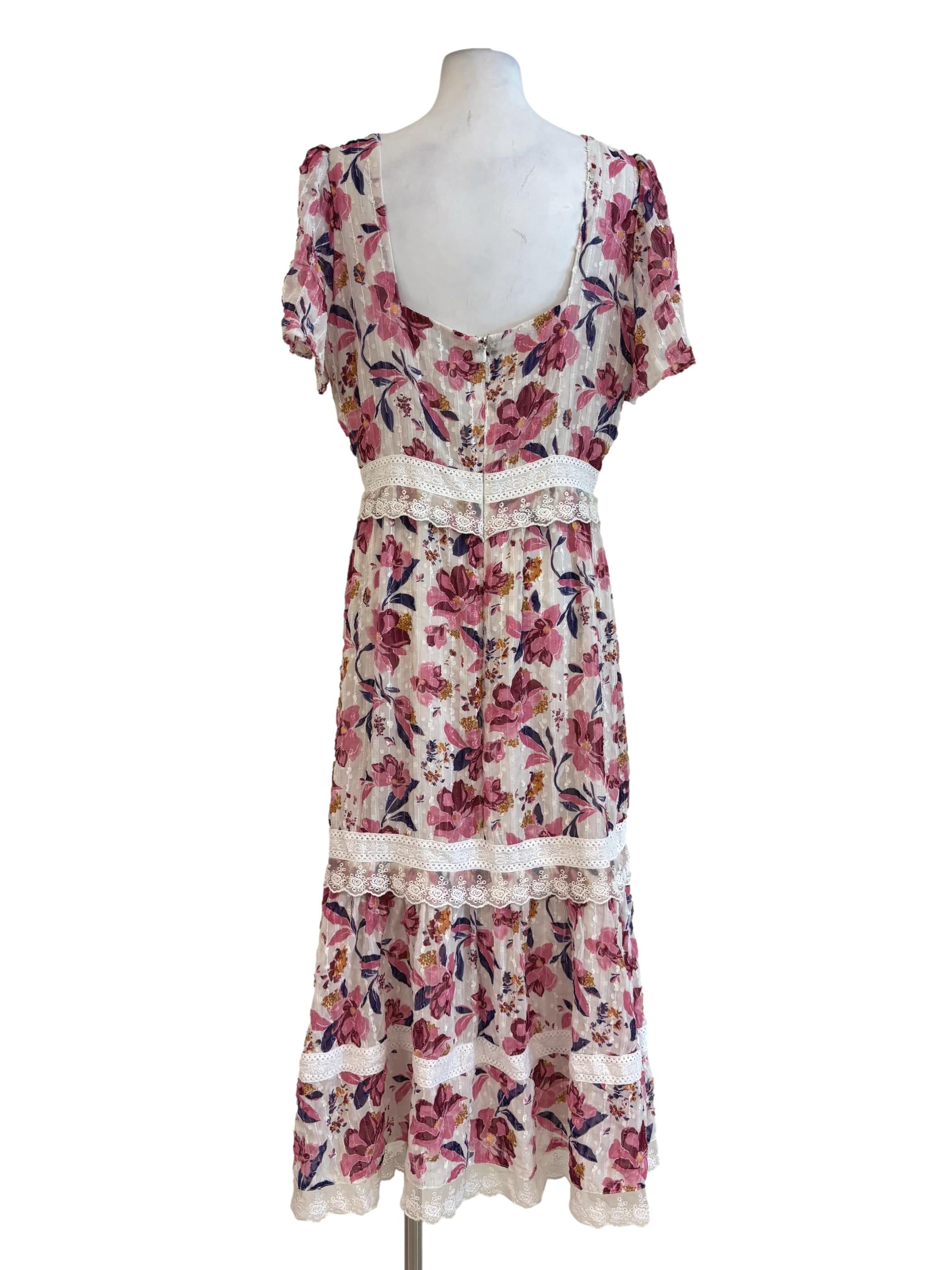 Sherbet Pink And White Lace Textured Dress