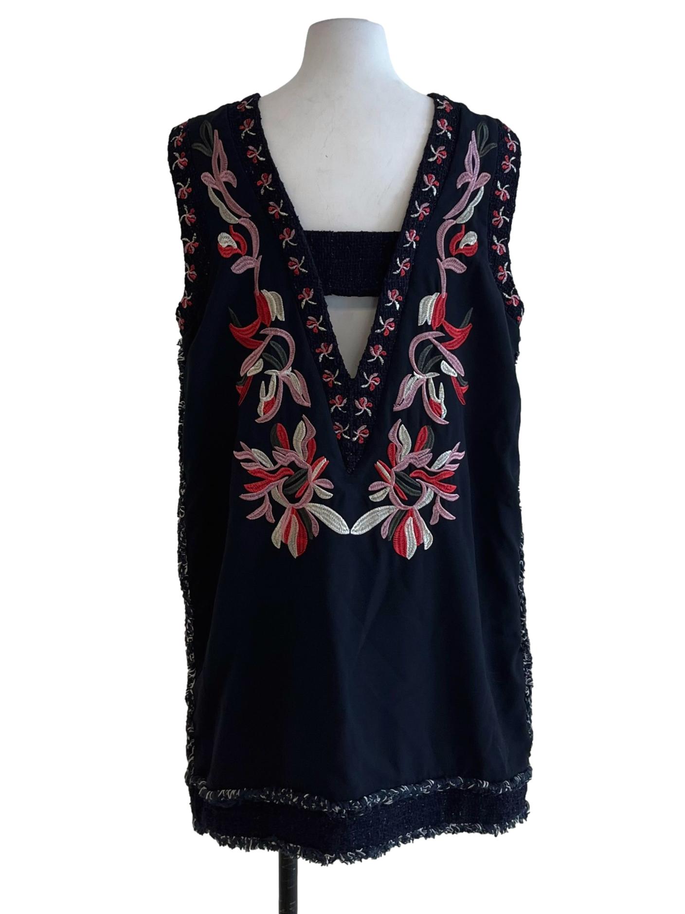 Navy Blue Floral Shift Dress