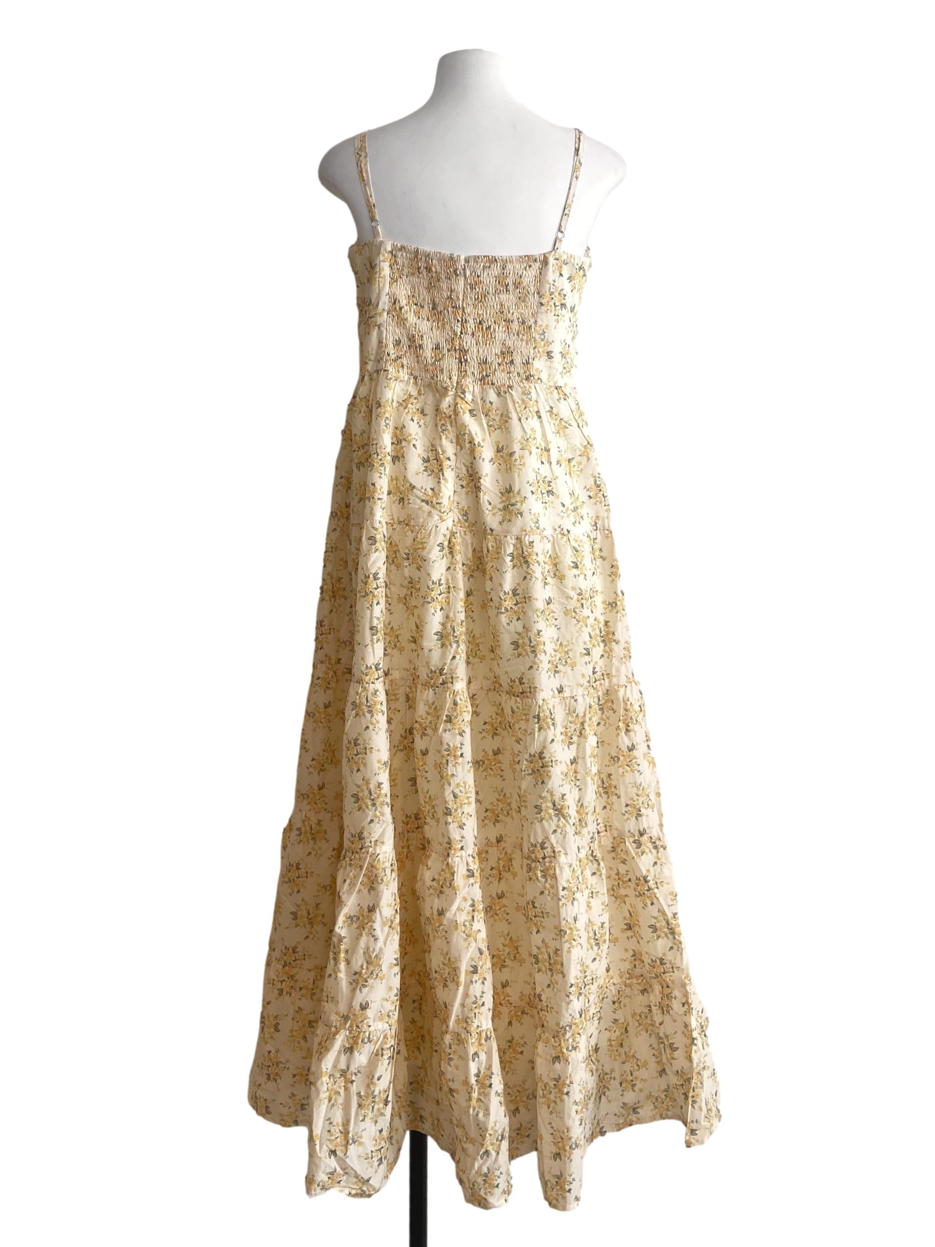 Blonde Yellow Floral Layered Empire Dress
