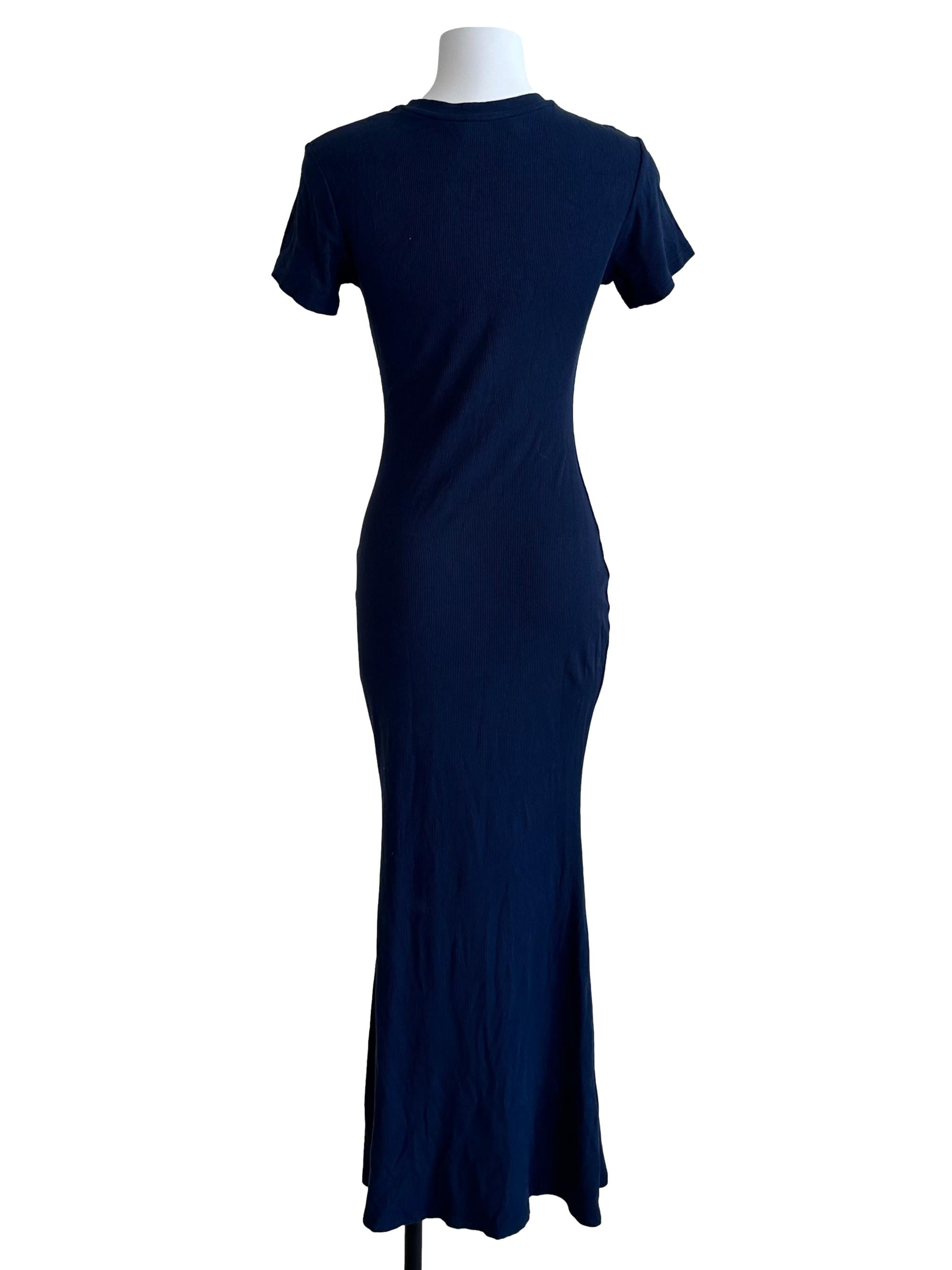 Navy Blue Round Neck Bodycon Dress