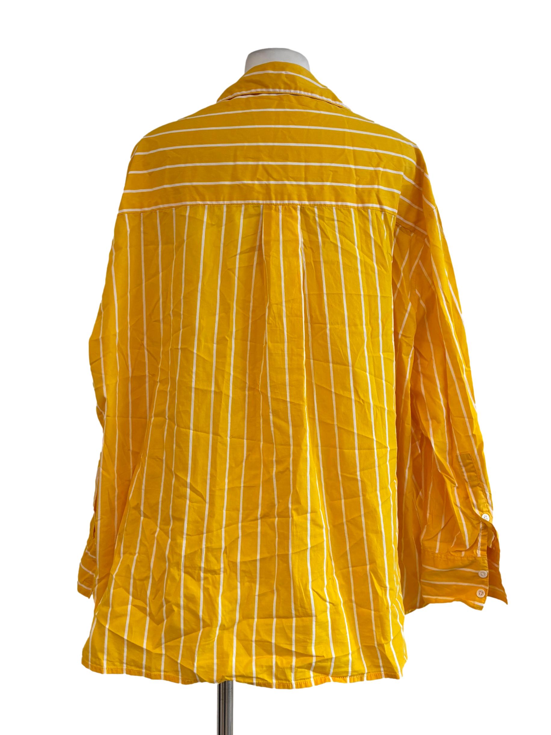Mango Yellow Striped Oversize Button Shirt
