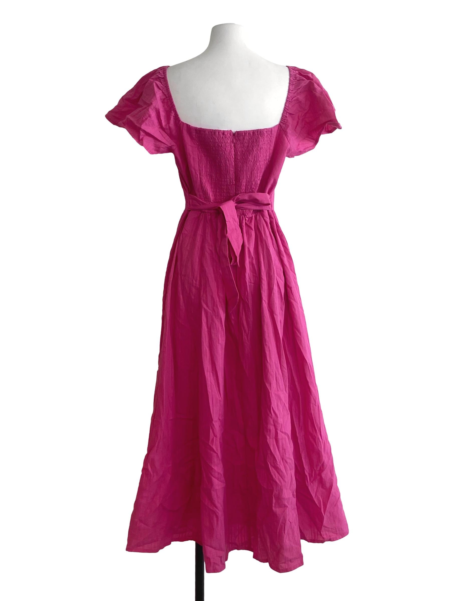 Hot Pink Square Neck Empire Dress