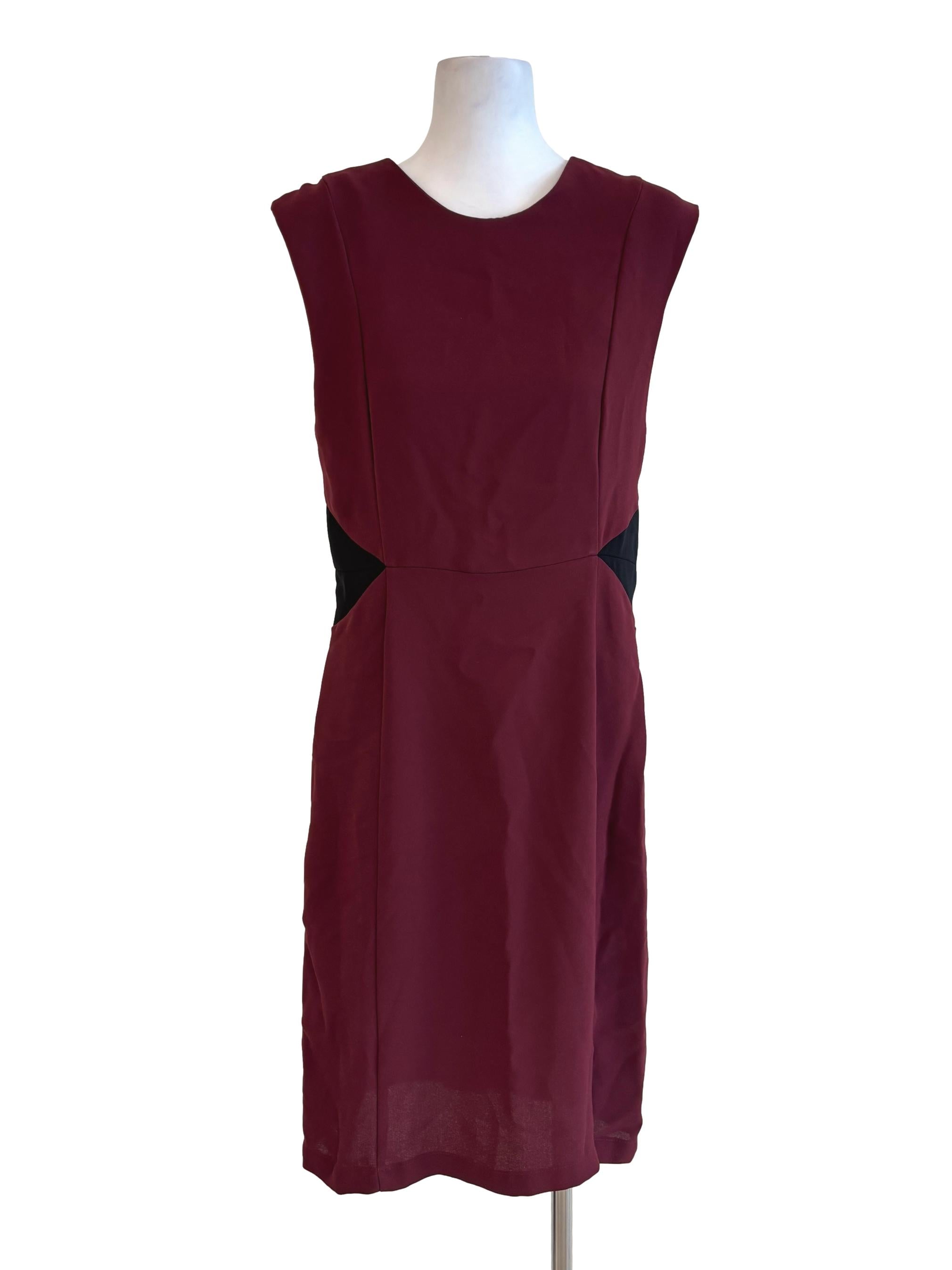 Maroon Sleeveless Pencil Dress