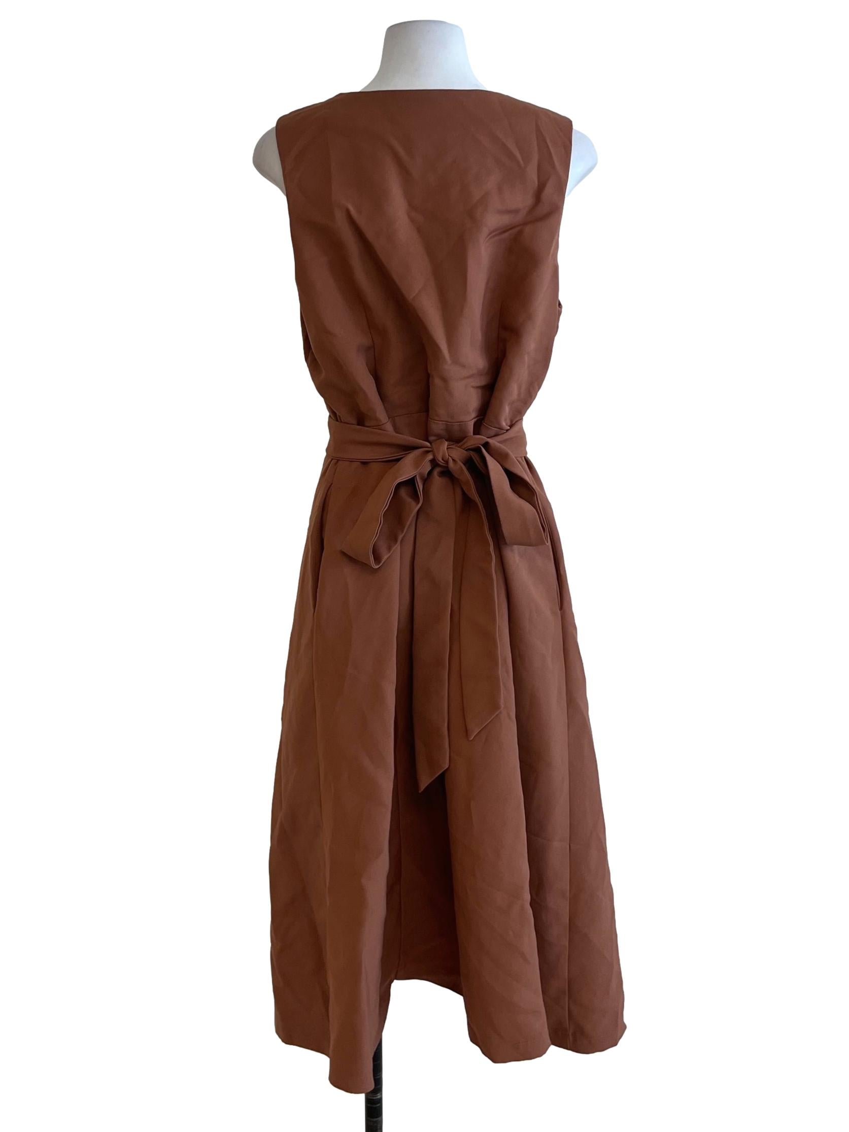 Brown V-Neckline Sheath Dress
