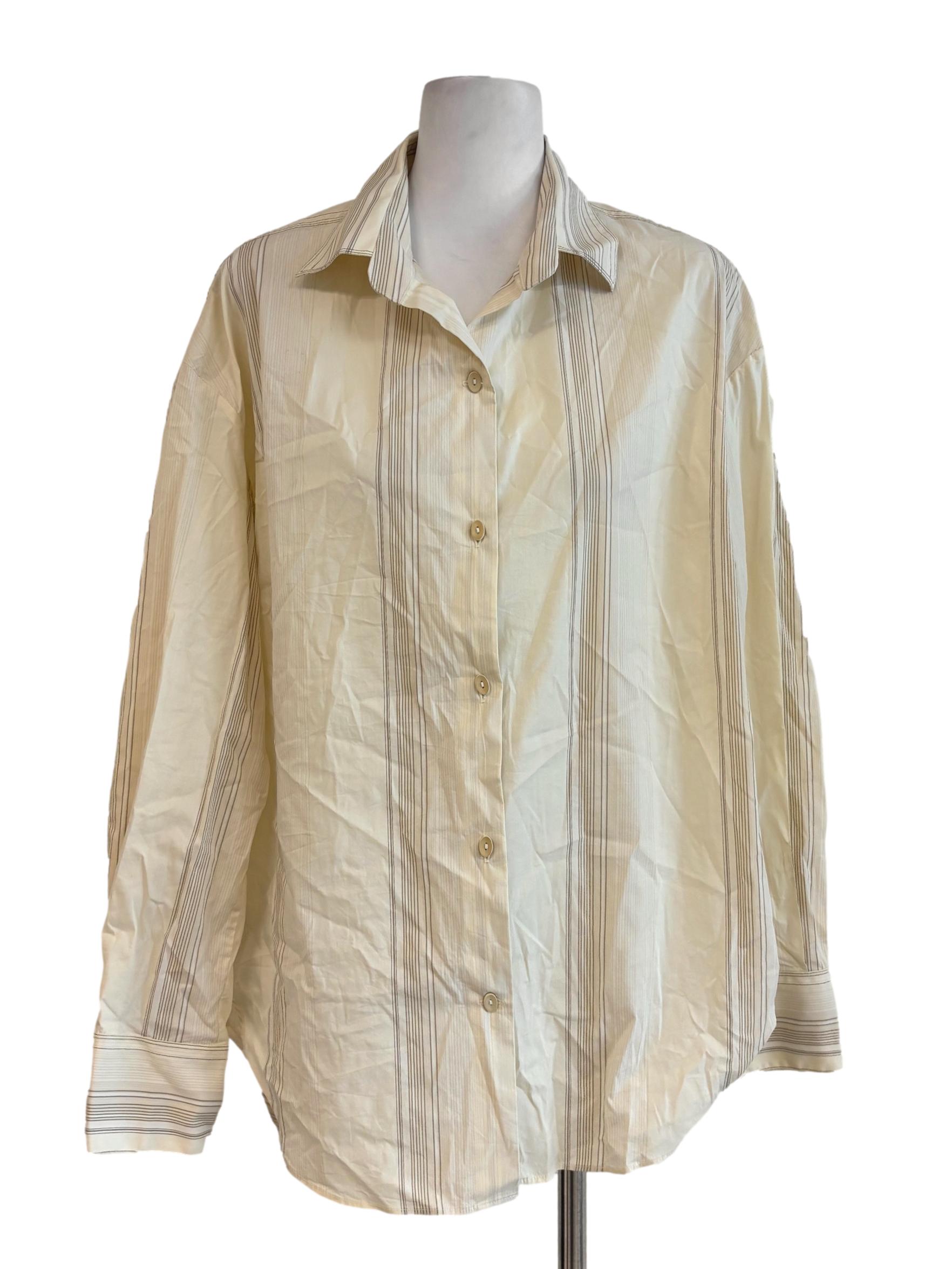 Cream Striped Button Shirt