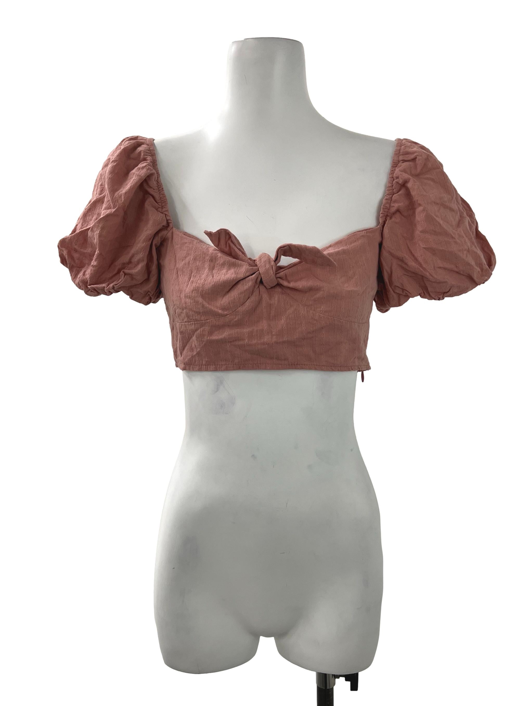 Hervelvetvase Pink Twist Cropped Top | REFASH