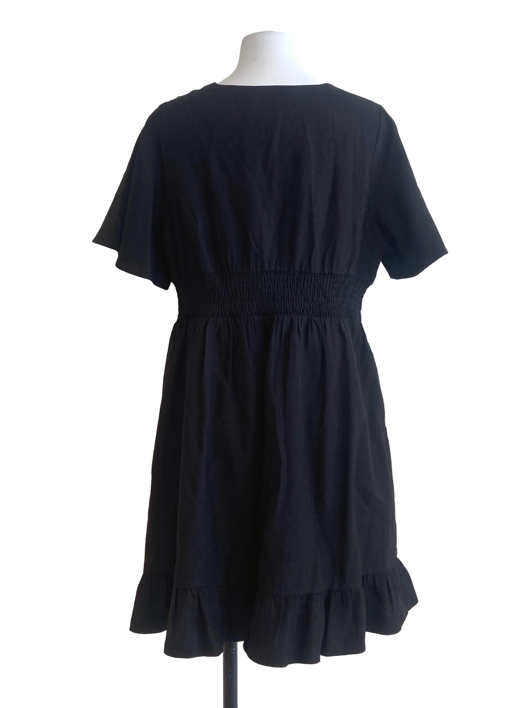 Black V-Neck Pegged Dress