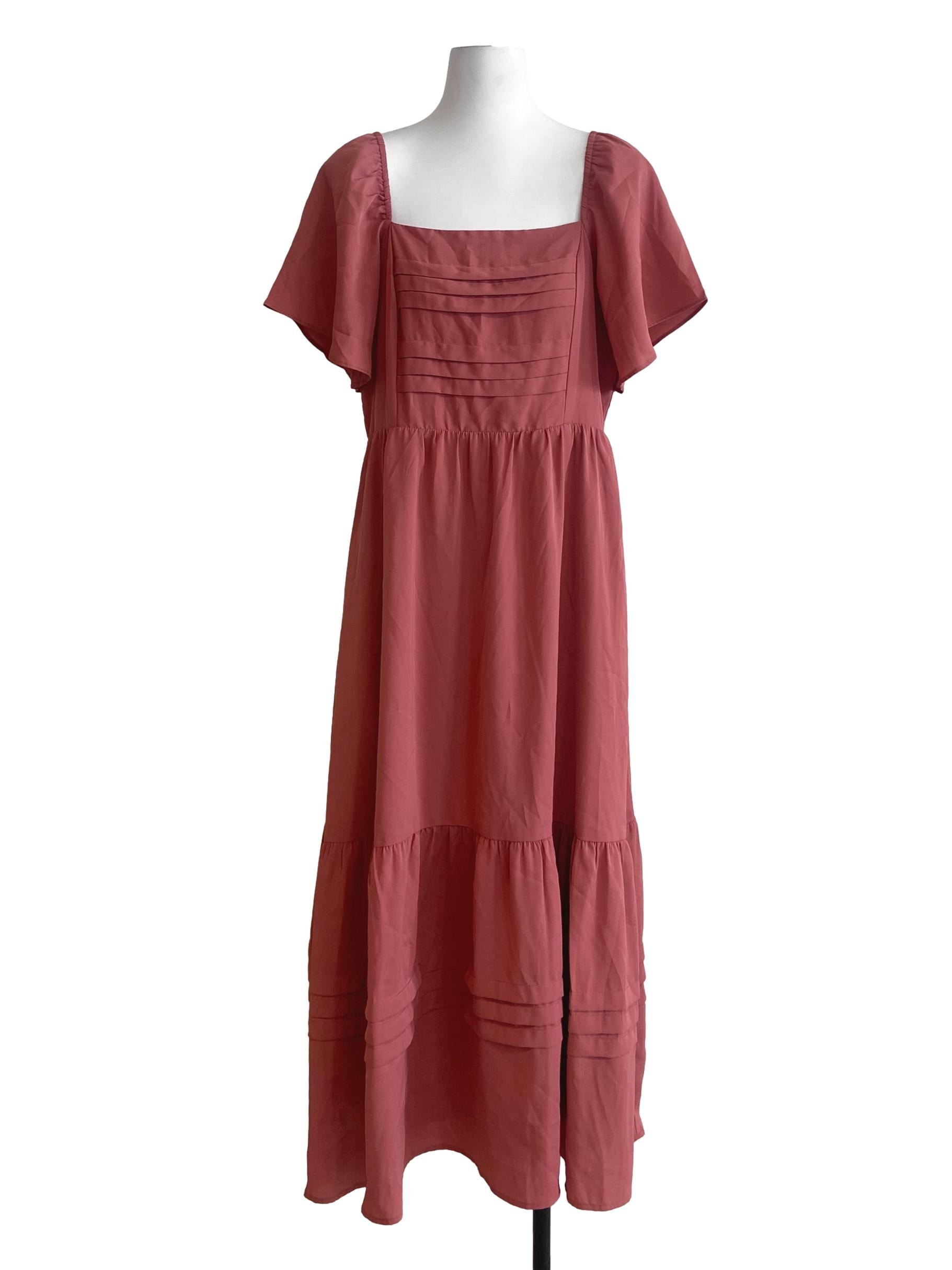 Strawberry Pink Drop Waist Empire Dress