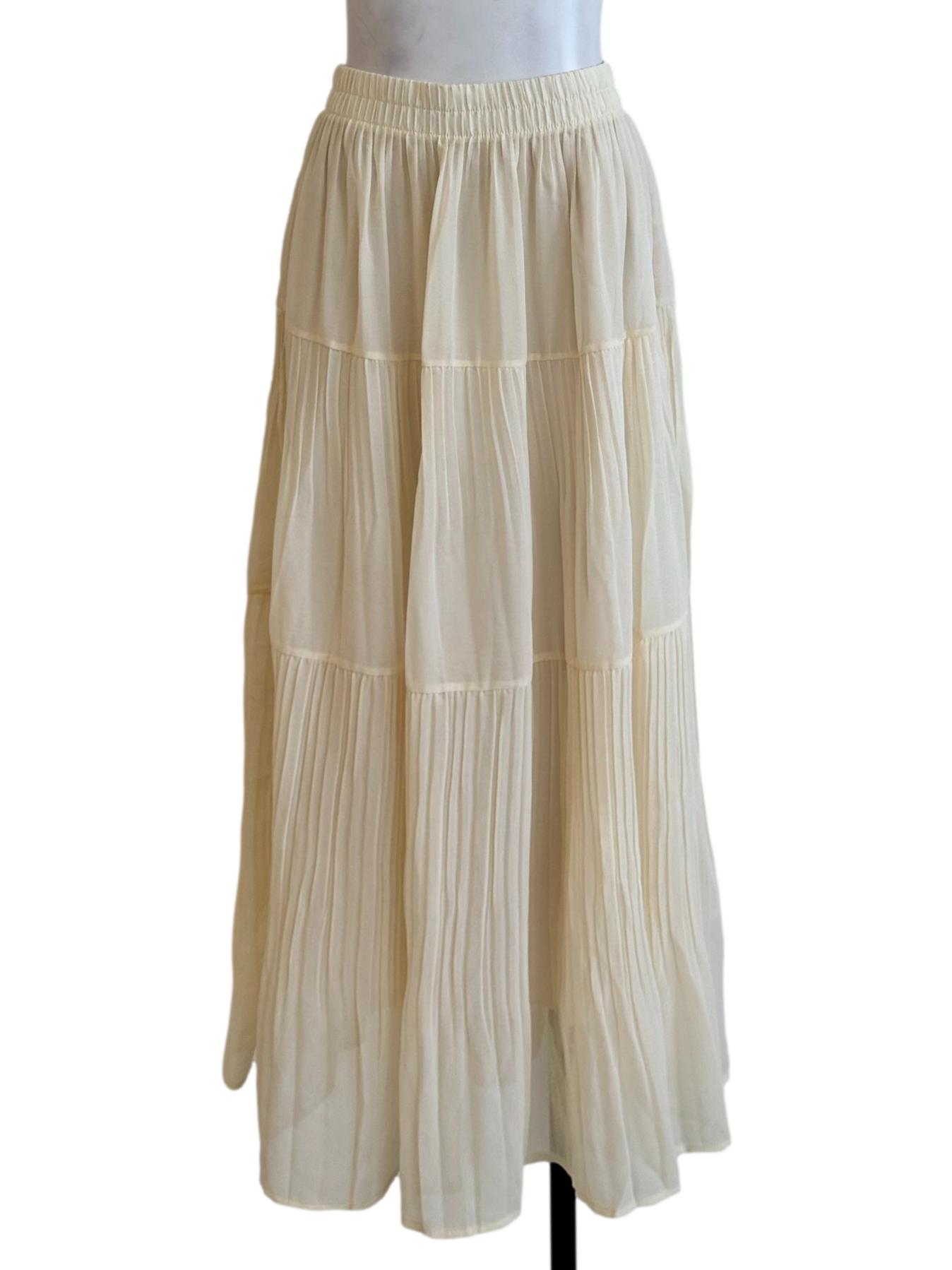 Cream White Pleated Skirt