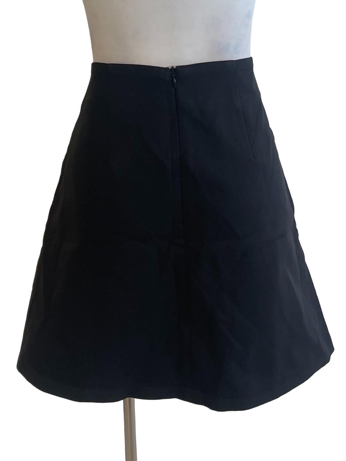 Black Ruffle Pocket Patched Mini Skirt