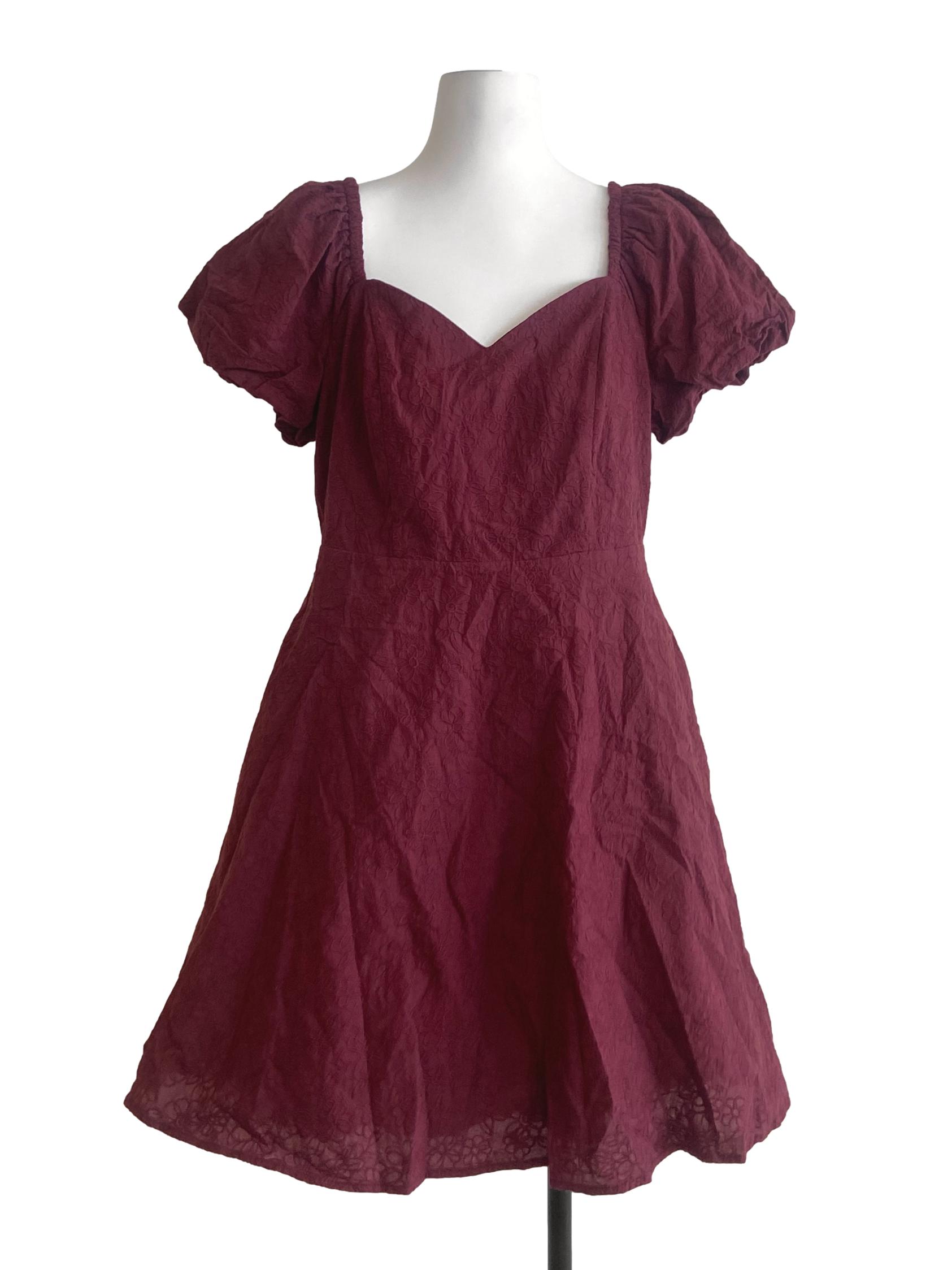Apple Red Floral A-Line Dress