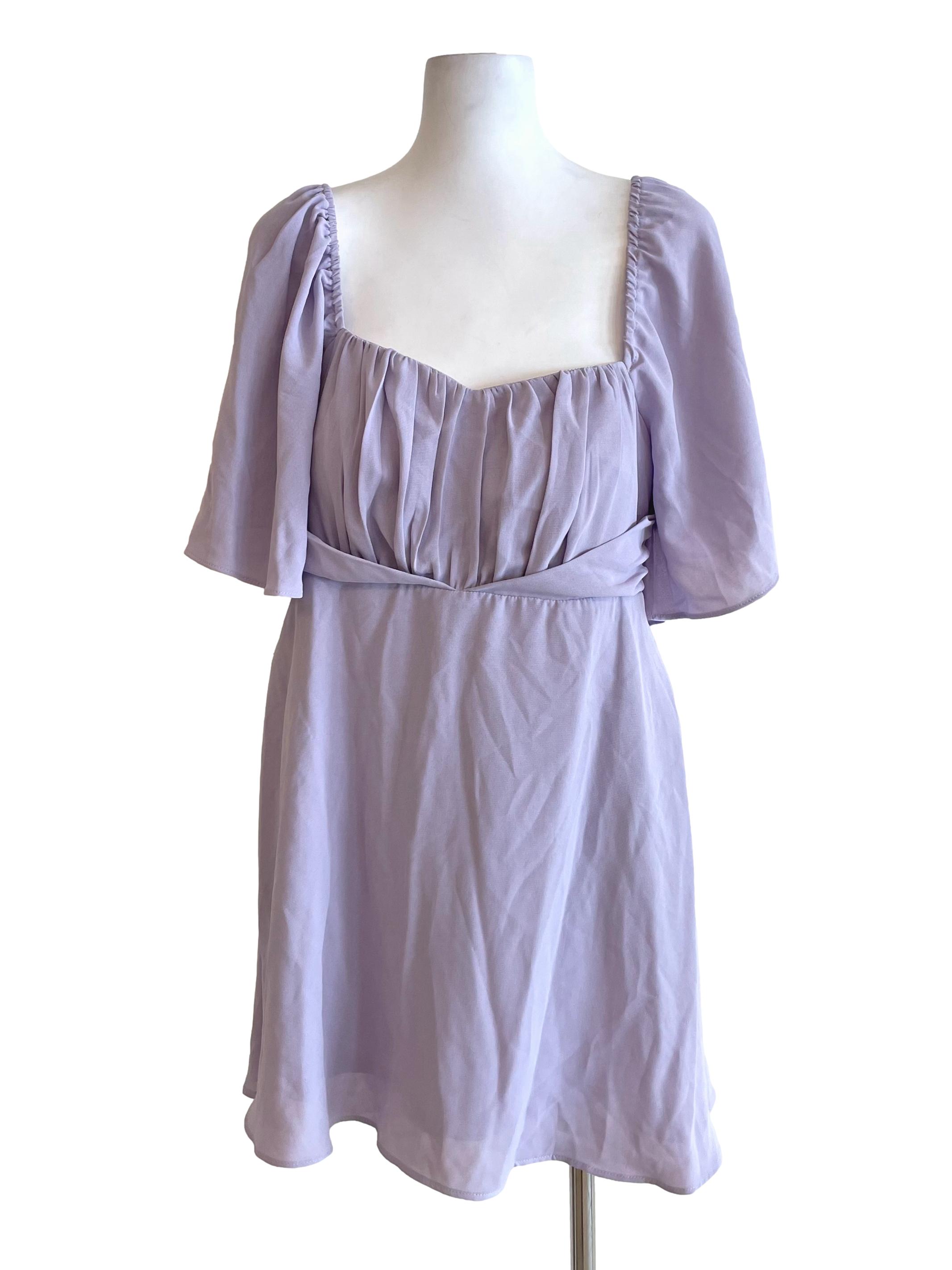 Pastel Purple Butterfly Sleeves Sweetheart Dress