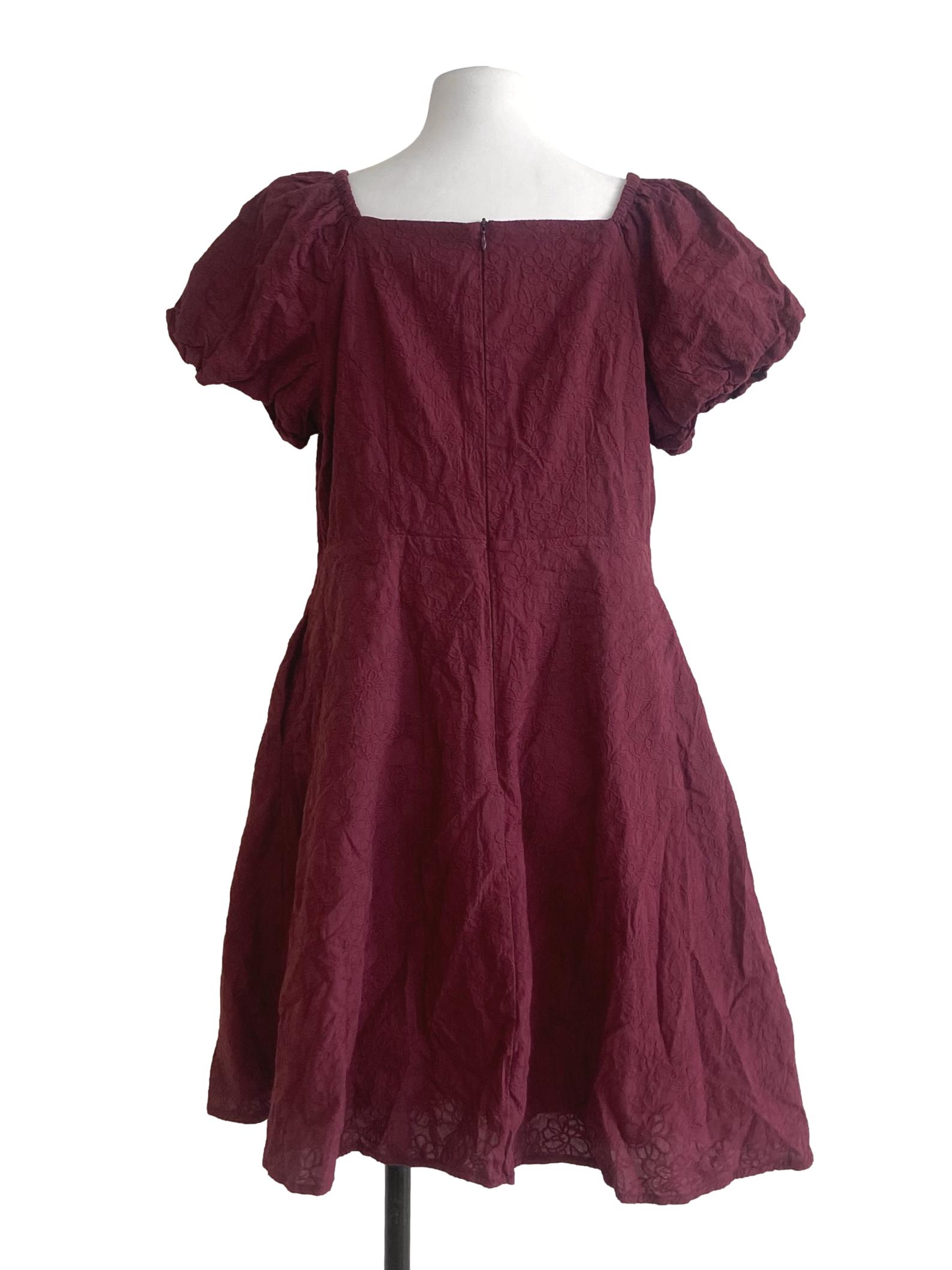 Apple Red Floral A-Line Dress
