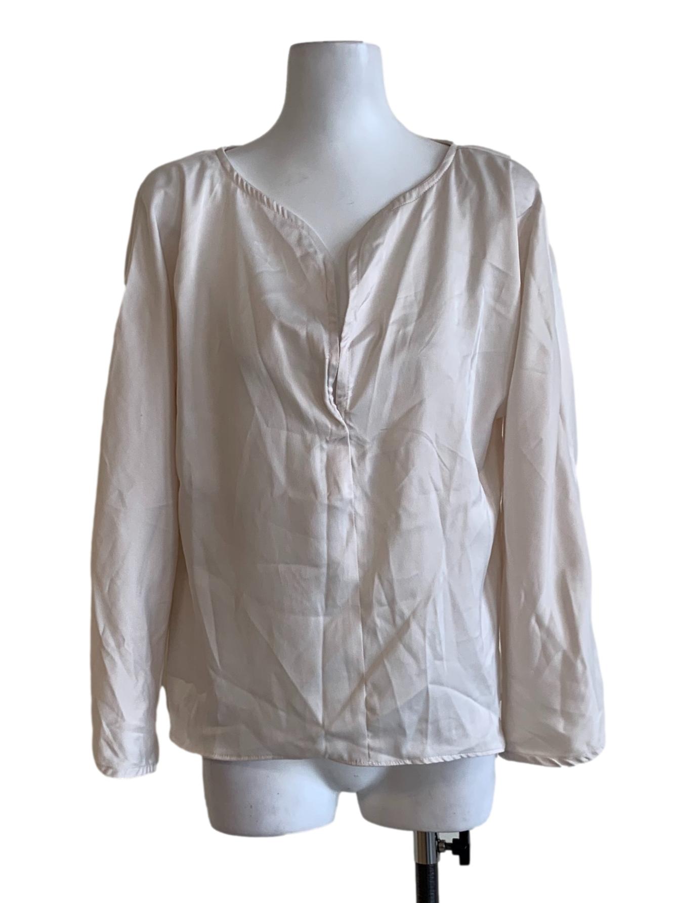 White Satin Long-Sleeve Blouse