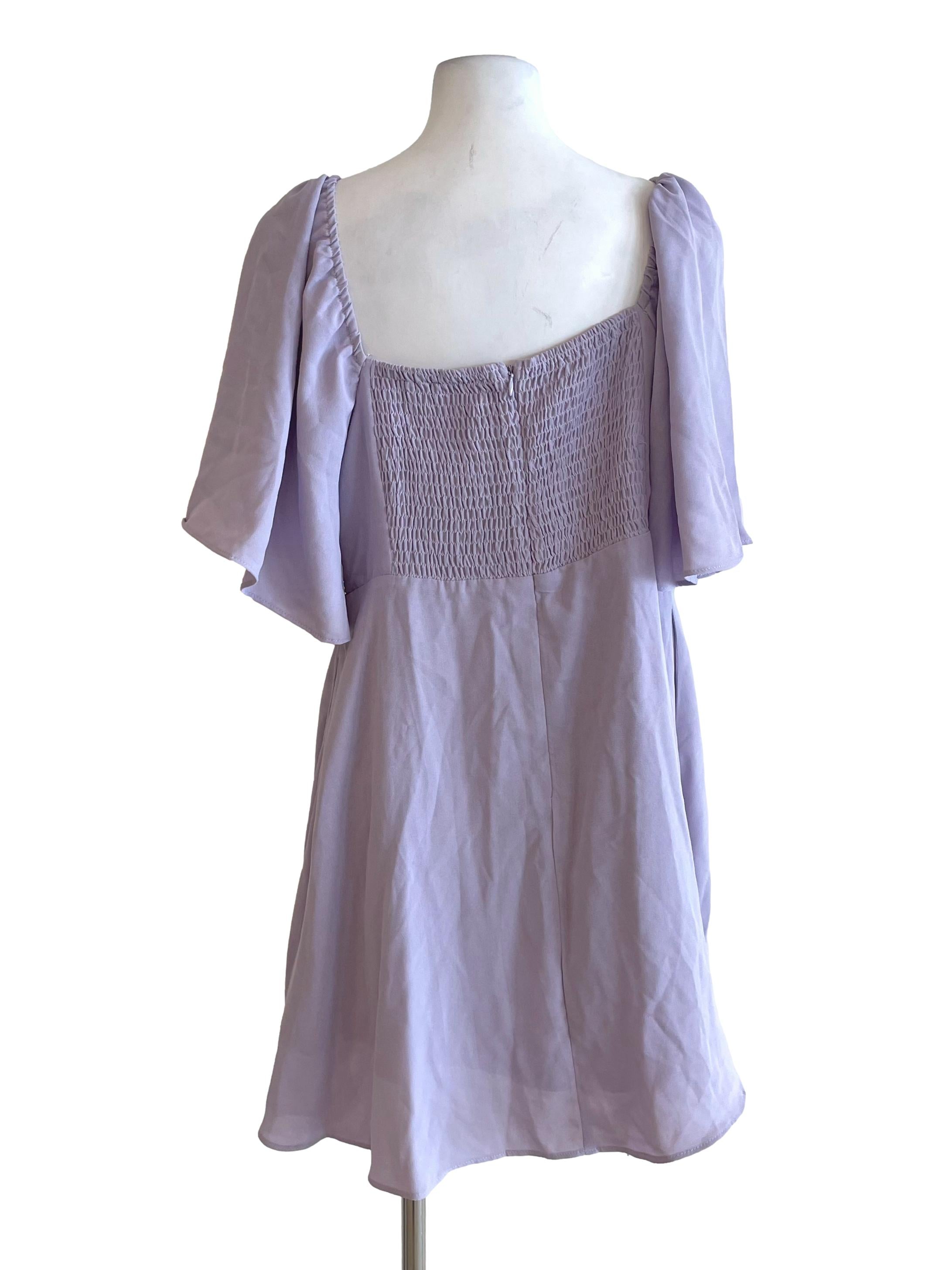 Pastel Purple Butterfly Sleeves Sweetheart Dress